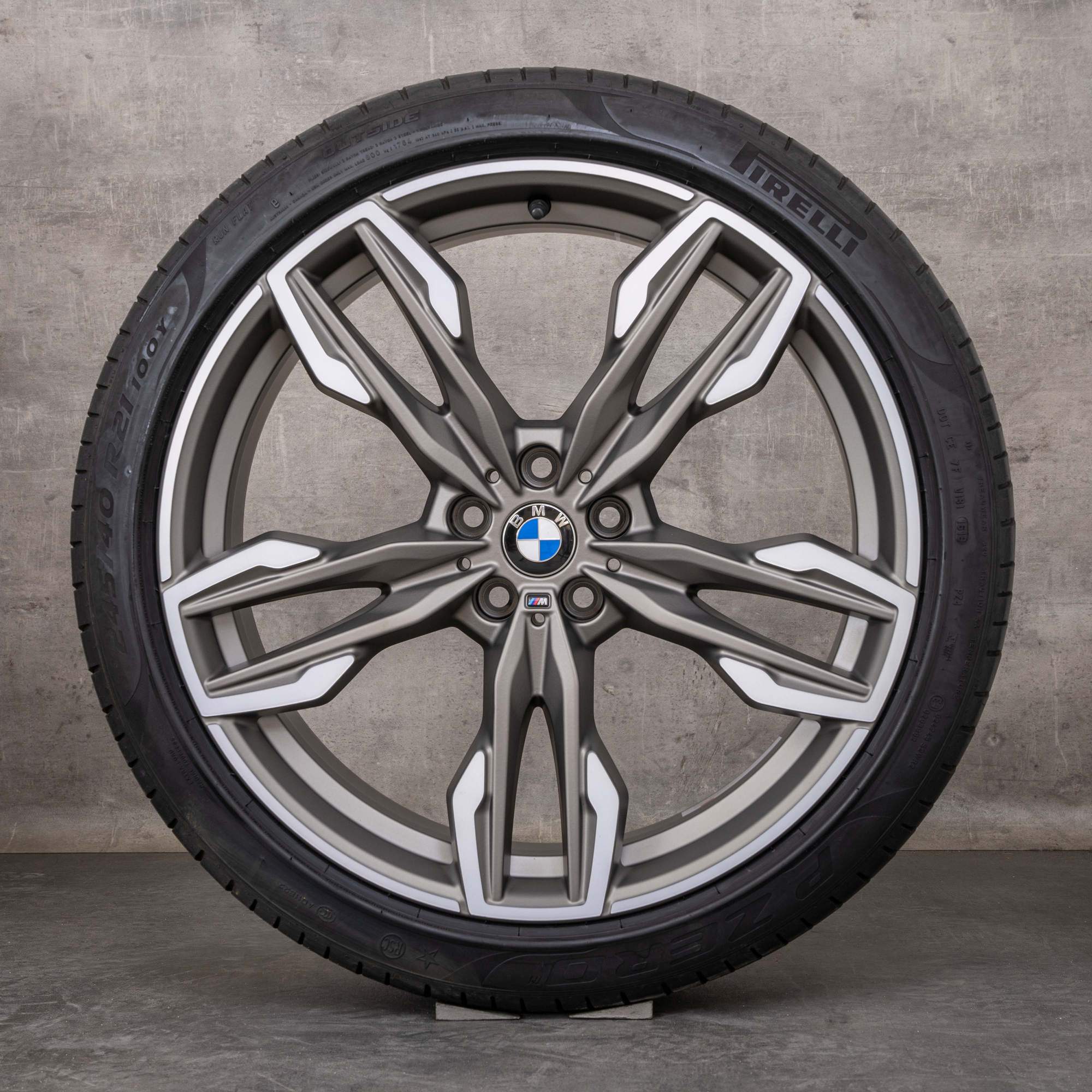 Oryginał BMW X3 X4 felgi 21 cali G01 G02 koła letnie 8053455 8053456 podwójne szprychy 718 M ferric szary mat polerowane