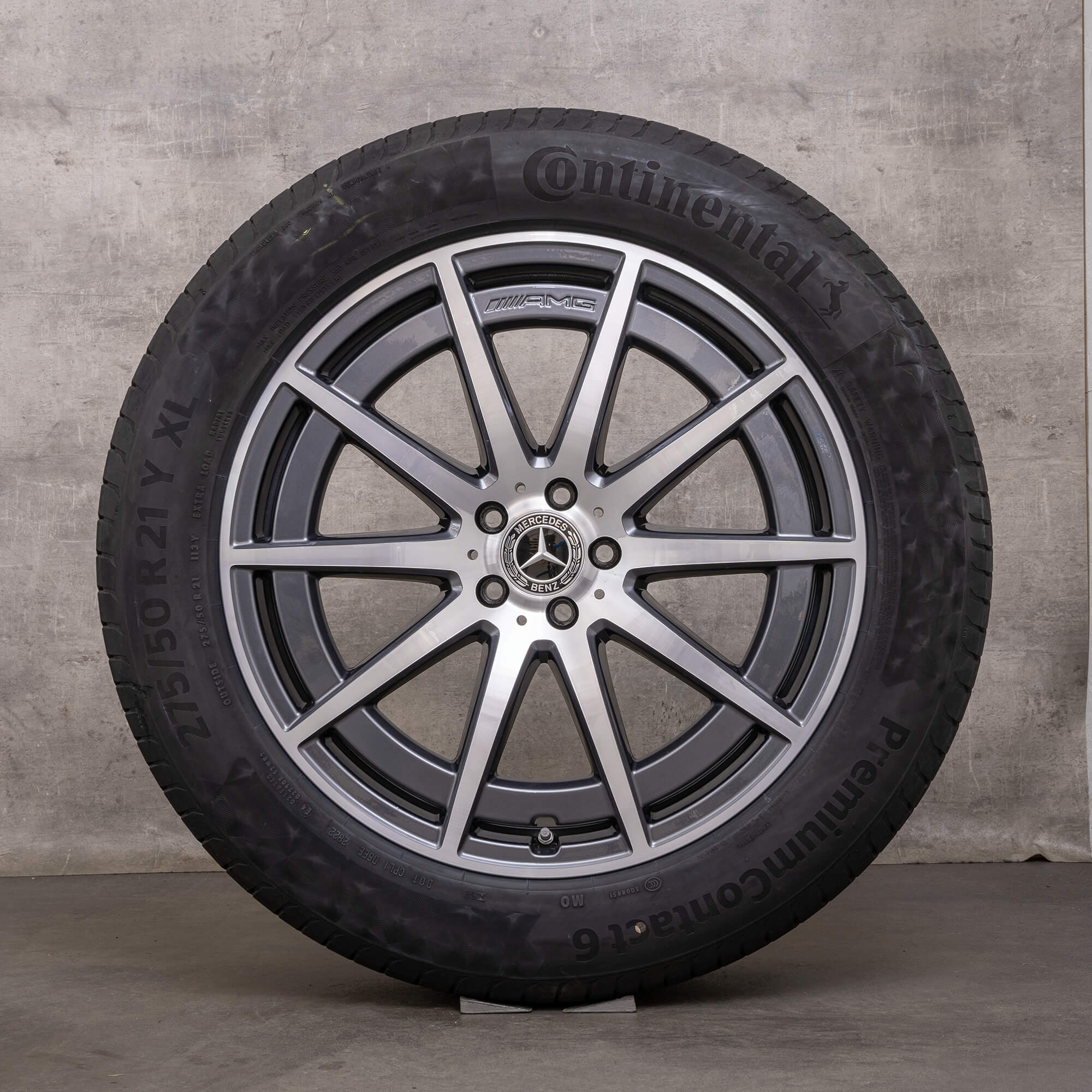 Ekte Mercedes Benz GLS 63 AMG felger 21-tommers X167 sommerhjul A1674018100 A1674018200 himalaya grå blank dreid