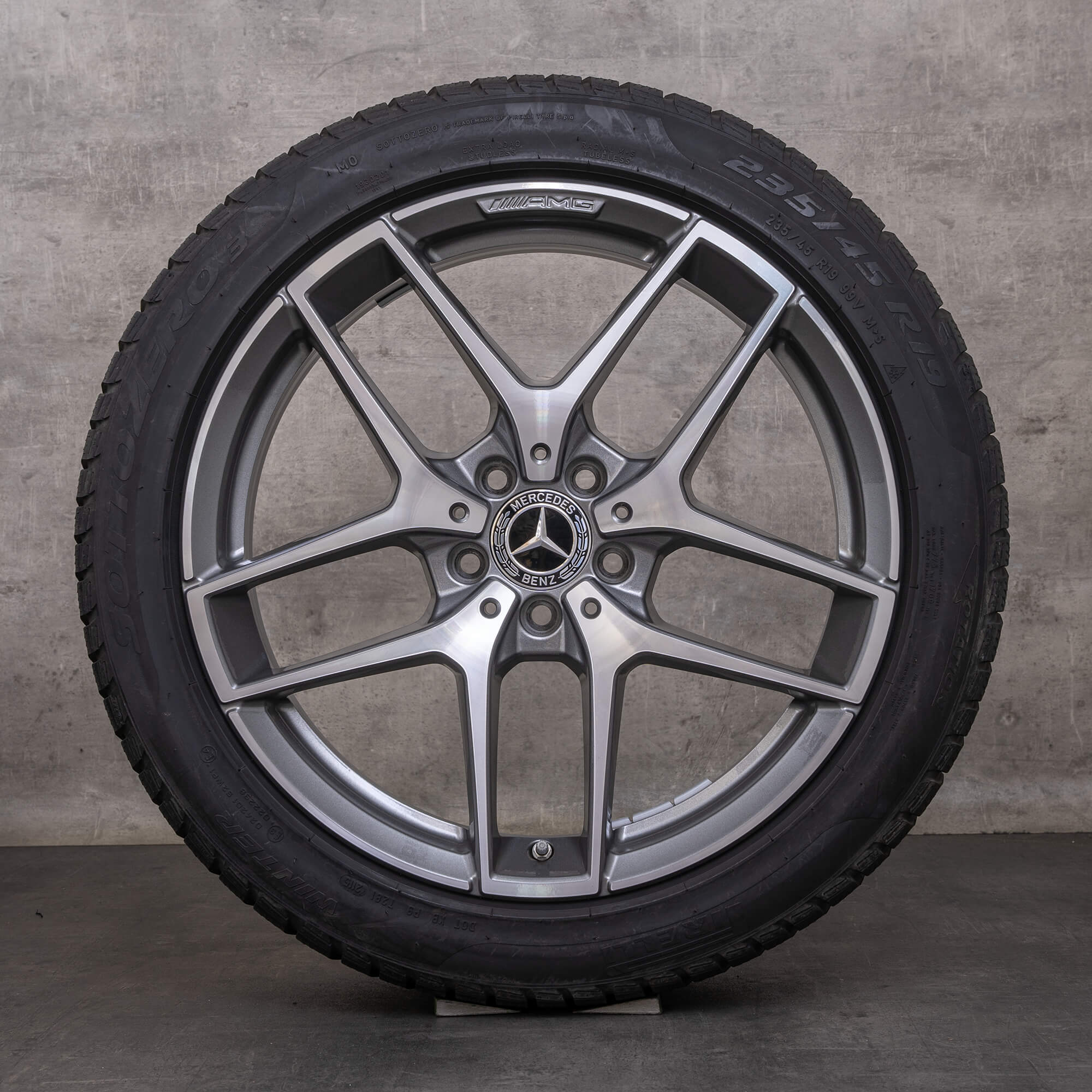 Original Mercedes Benz GLA & 45 AMG Winterräder 19 Zoll X156 Felgen A1564010700 himalaya grey glanzgedreht