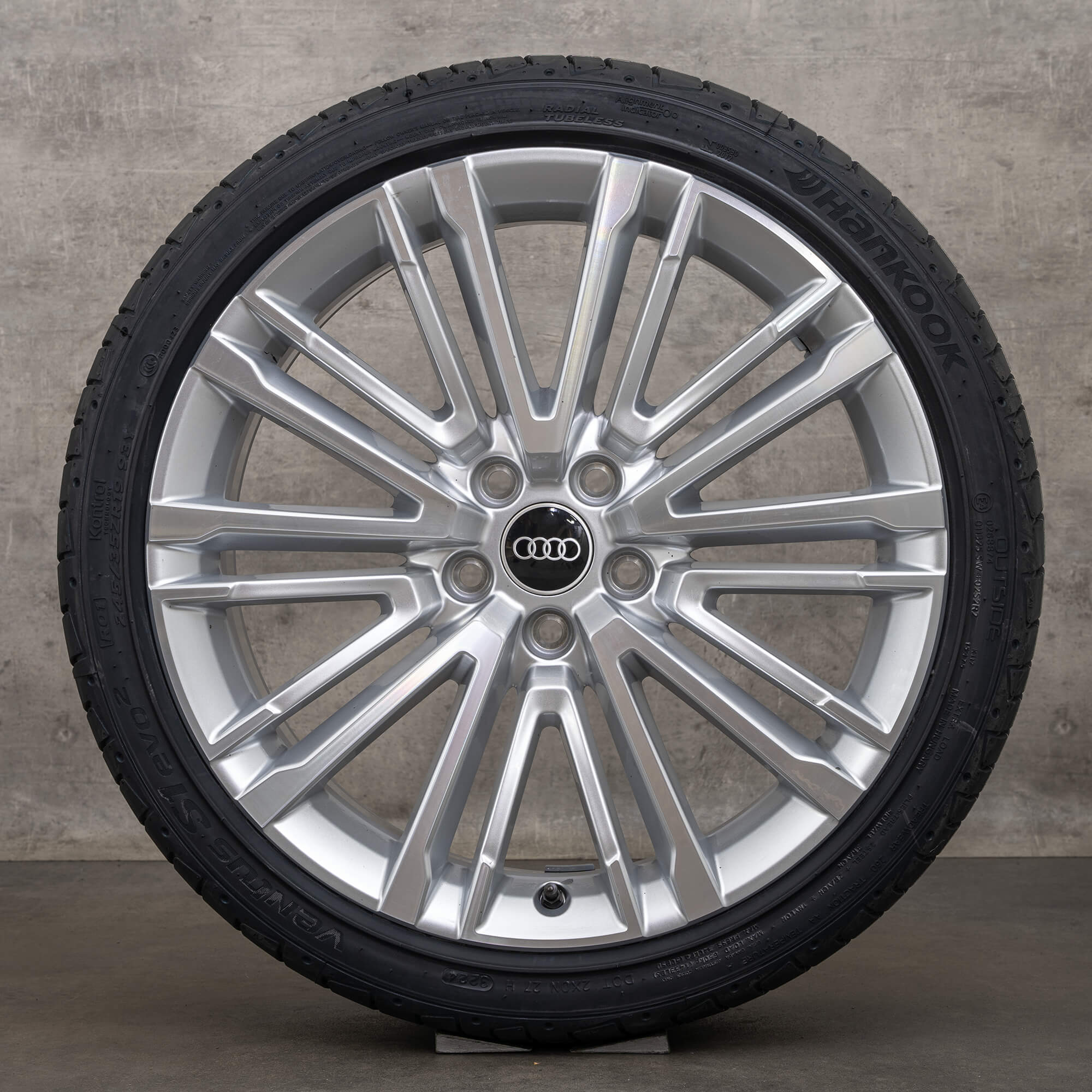 OEM Audi A4 S4 rims 19 inch 8W B9 summer wheels 8W0601025BE silver glossy turned