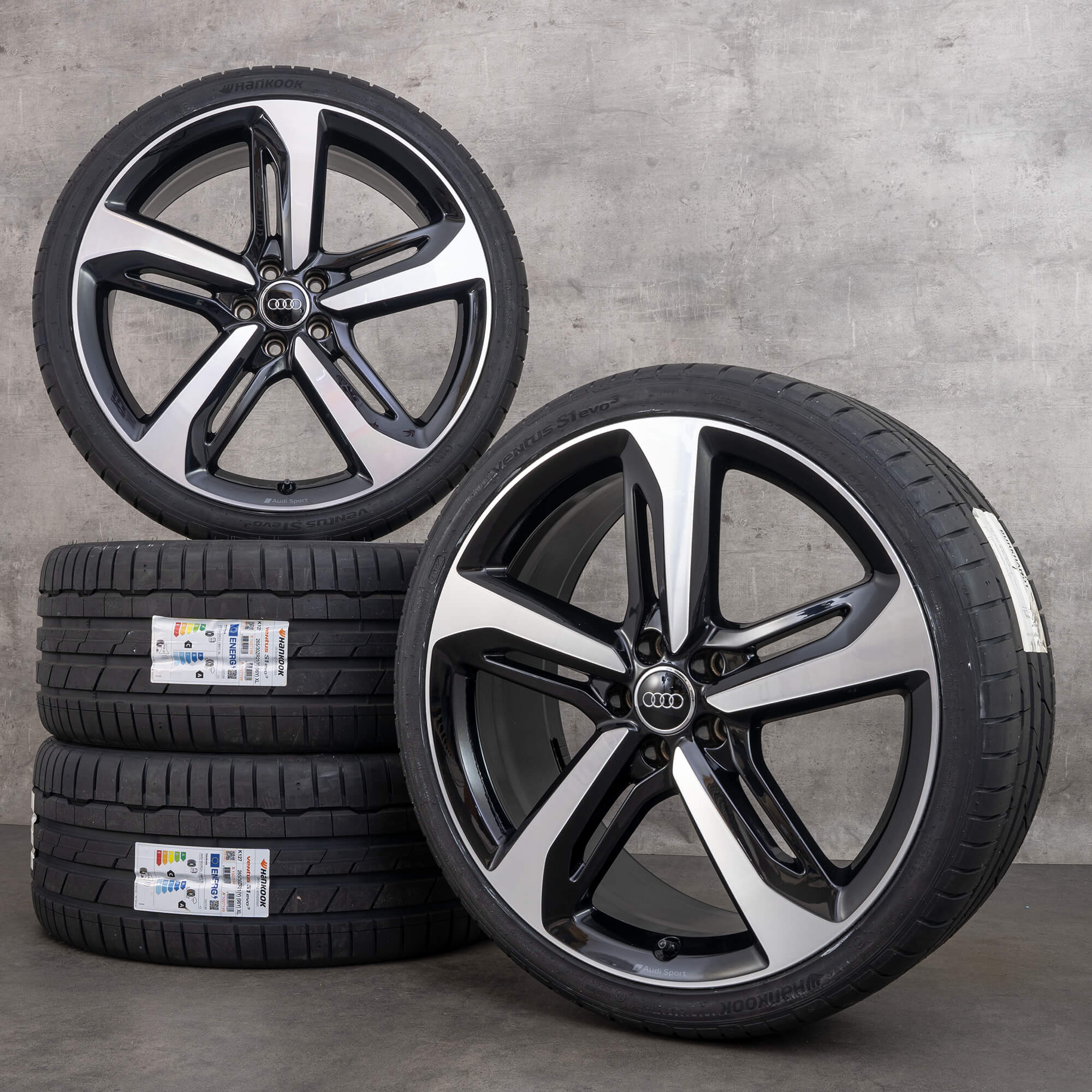 Original Audi A6 S6 fälgar 21 tum 4G C7 sommarhjul 4G0601025CN svart polerad