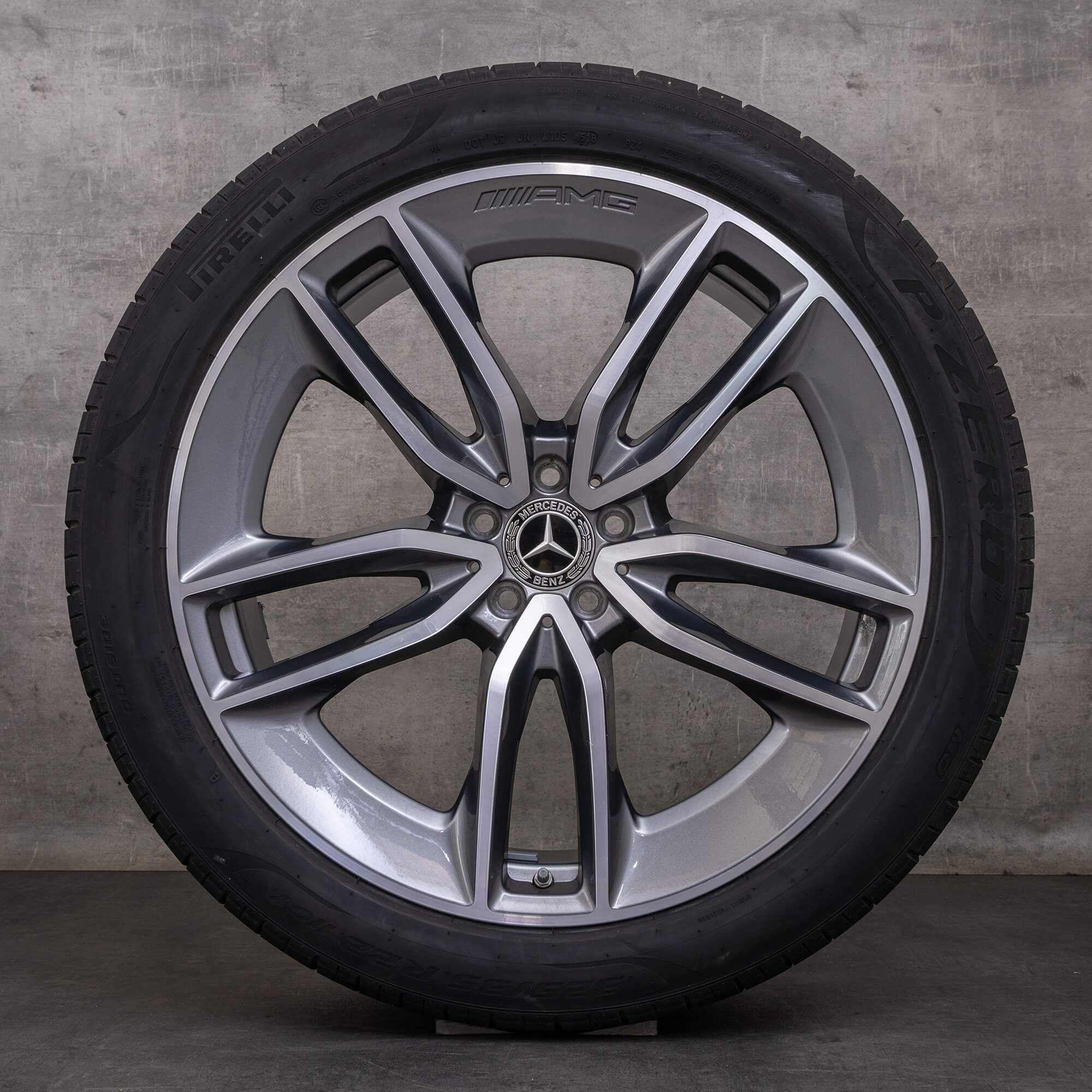 OEM Mercedes Benz GLE AMG Rims 22 inch C167 V167 Summer wheels A1674013600 A1674013700 himalaya grey polisched