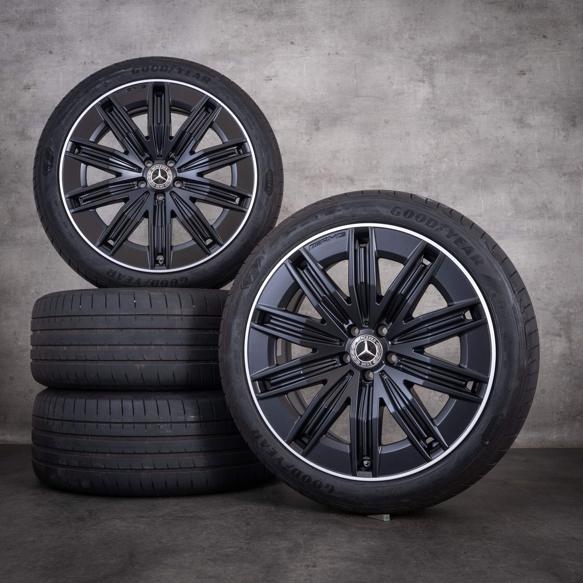 Original Mercedes Benz EQE AMG Felgen 21 Zoll SUV X294 Sommerräder A2944011200 schwarz matt rand glanzgedreht