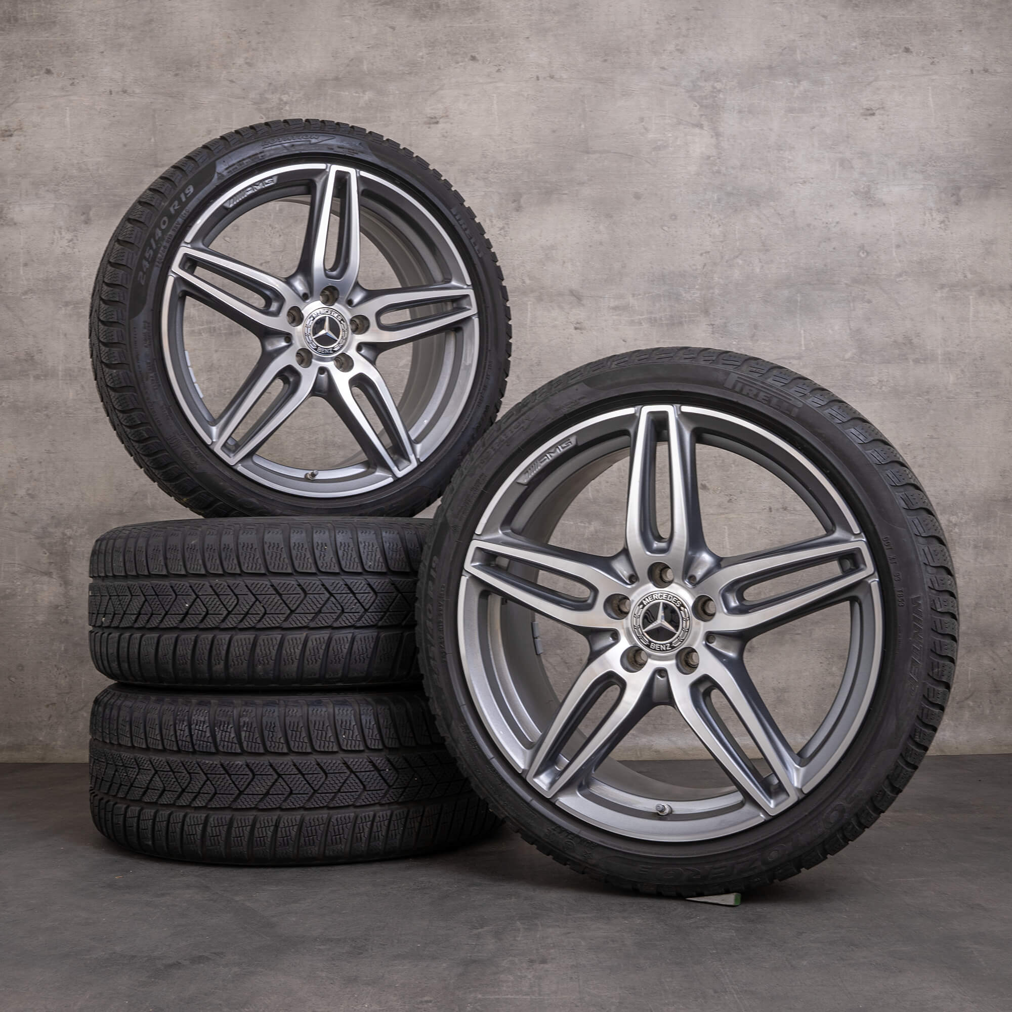 Originele Mercedes Benz E-Klasse E43 E53 AMG wintervelgen 19 inch W213 S213 C238 A238 velgen A2134013800 A2134012000 himalayagrijs glanzend gedraaid