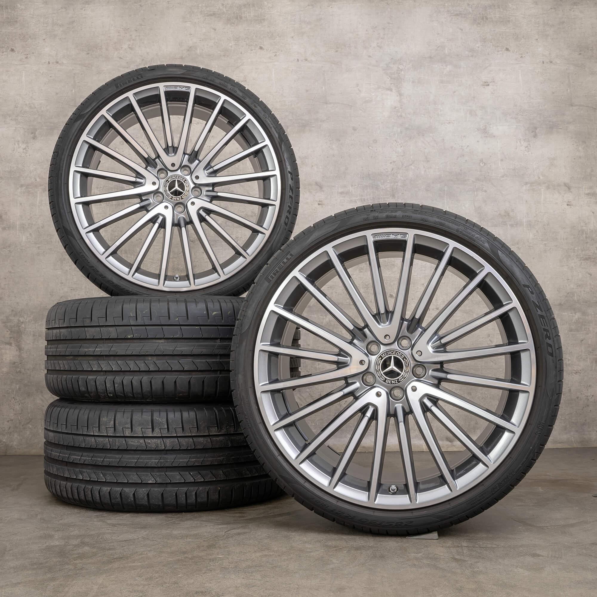 Original Mercedes Benz S-Klasse Sommerräder 21 Zoll W223 X223 Felgen A2234011700 A2534011800 himalaya grau