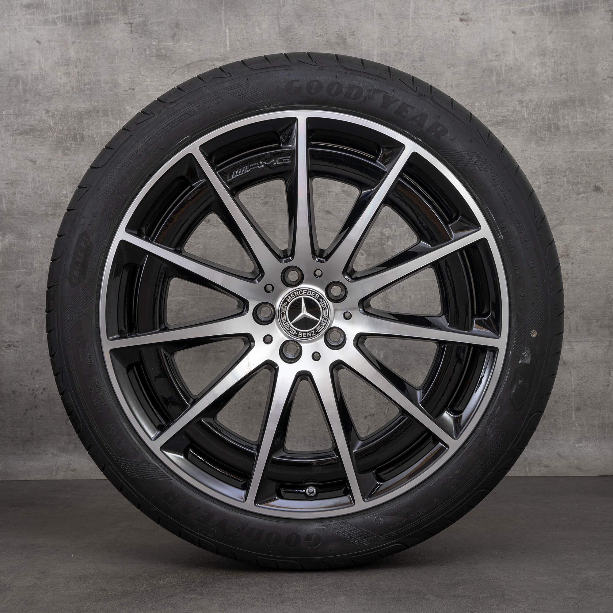 Original Mercedes Benz EQS AMG roues d'été 21 pouces limousine V297 jantes A2974011400 noir brillant