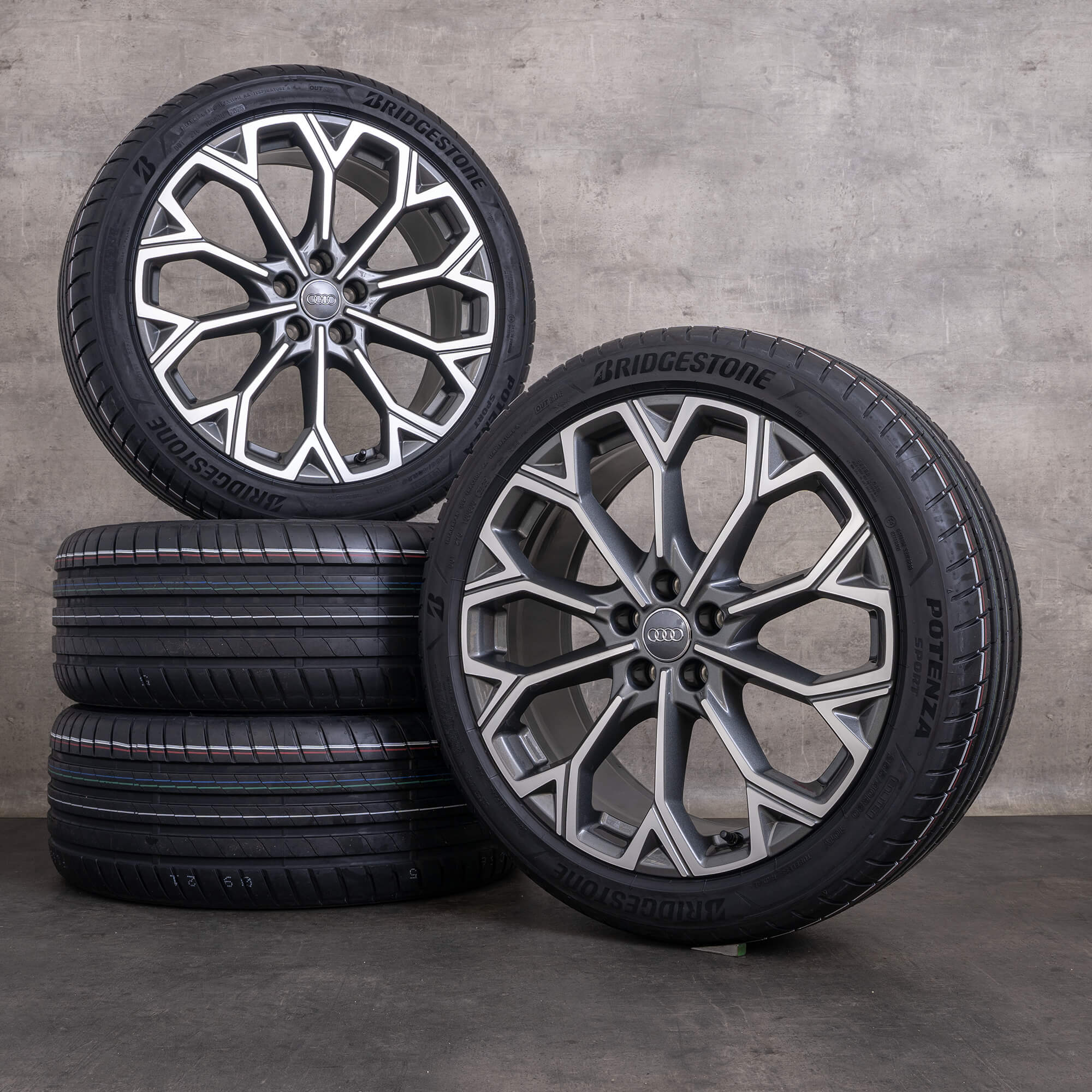 Originale Audi A6 S6 jante 20 inch 4P C8 C9 anvelope vară 4P0601025H gri grafit lucios întoarse NOU