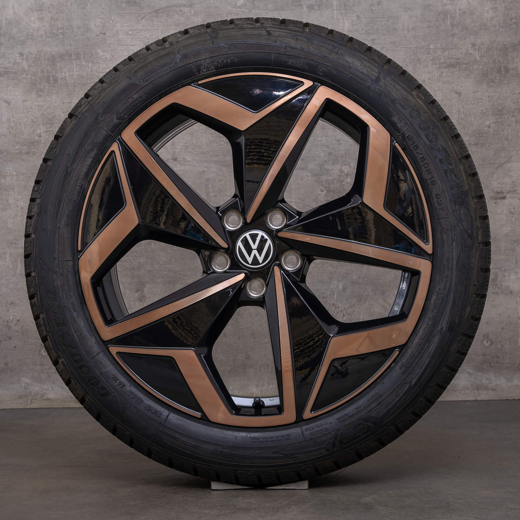 Original VW ID.3 roues d'hiver 19 pouces E1 jantes Andoya 10A601025J noir bronze brillant