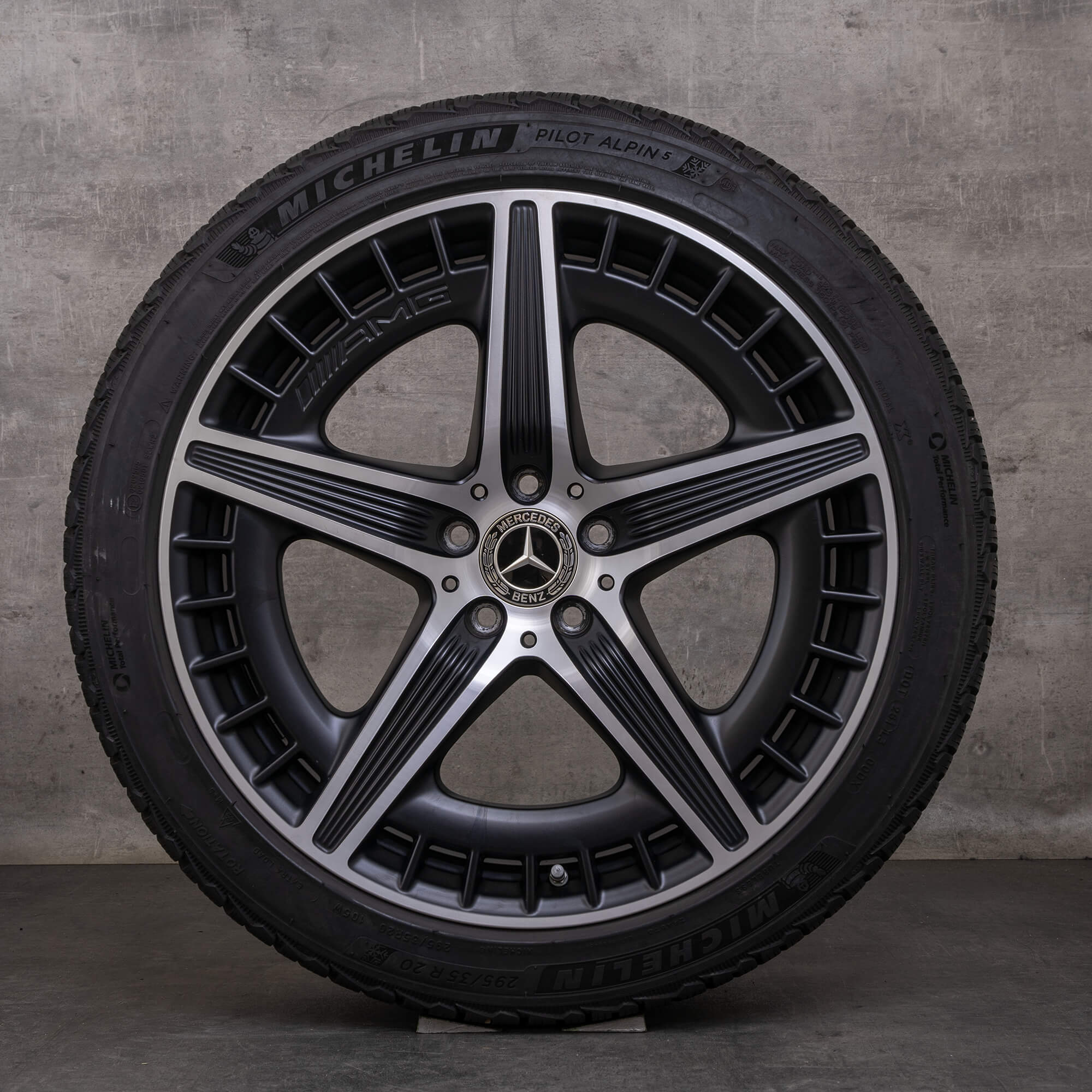 Oryginał Mercedes Benz EQE 43 53 AMG felgi 20 cali V295 koła zimowe A2954012700 A2954012800 czarny mat polerowane
