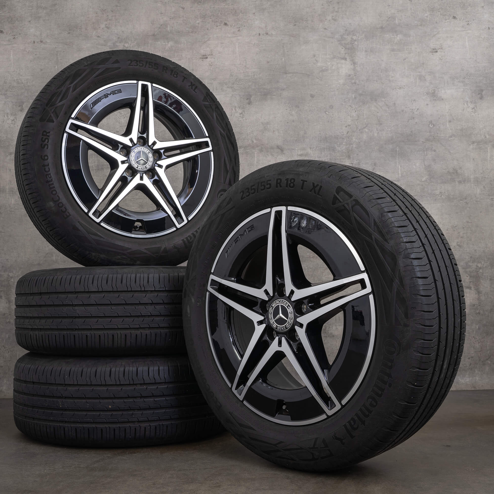 Original Mercedes Benz EQA EQB AMG Felgen 18 Zoll H243 X243 Sommerräder A2434011700 schwarz glanzgedreht