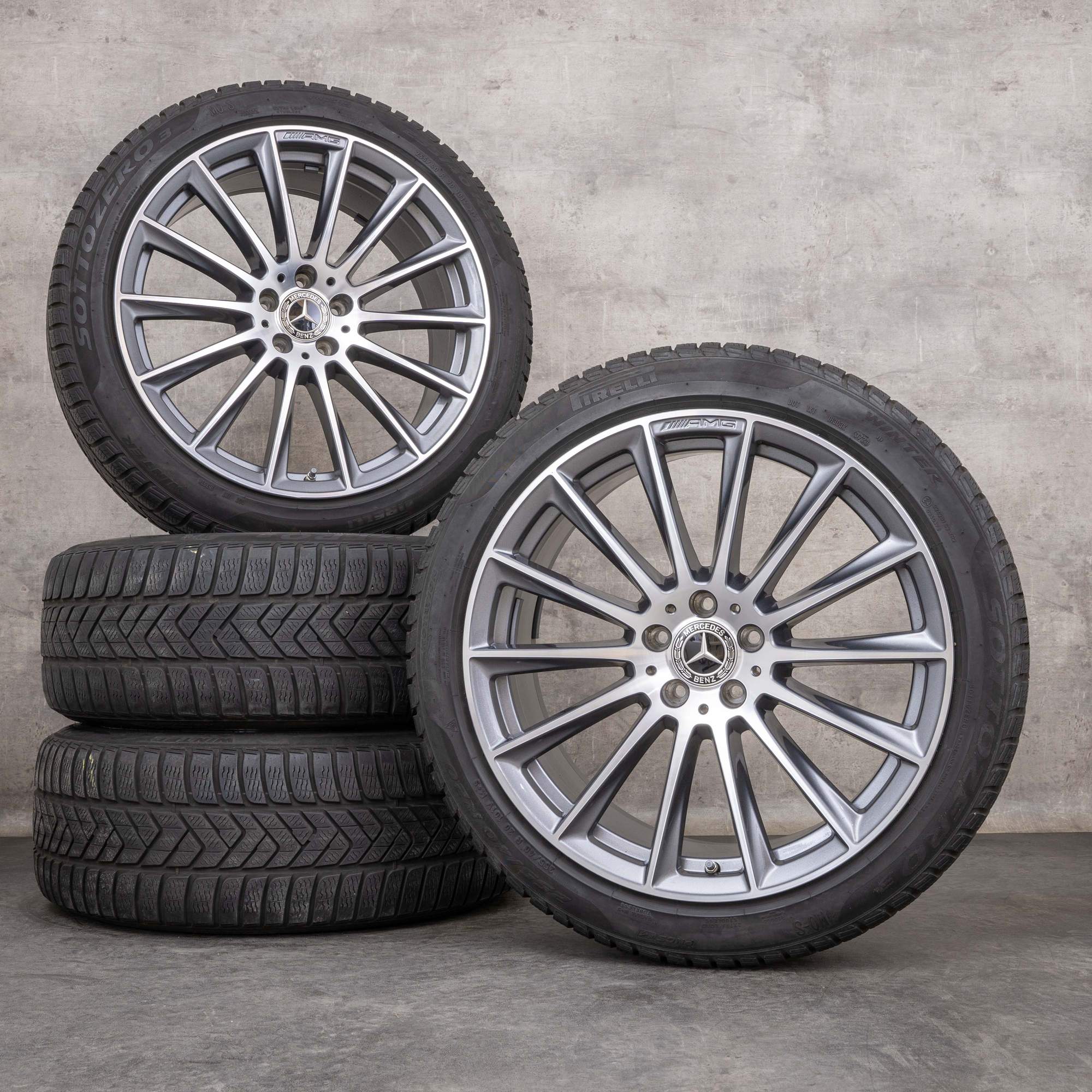 Alkuperäiset Mercedes Benz S-sarjan AMG talvirenkaat 20 tuuman W223 V223 vanteet A2234011500 himalajanharmaa kiillotettu