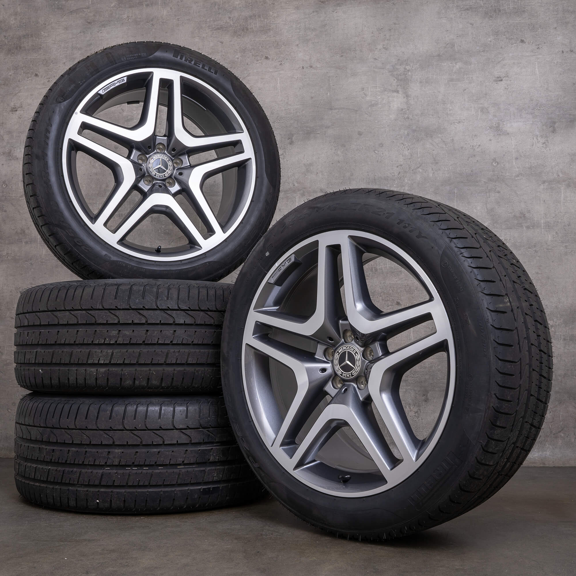 Llantas originales de invierno Mercedes Benz GLS GL AMG 21 pulgadas W166 X166 llantas A1664012502 gris himalaya torneado brillante
