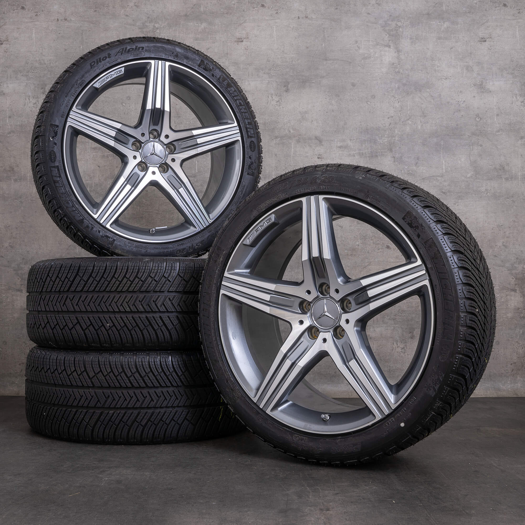 Alkuperäiset Mercedes Benz S-sarjan S63 S65 AMG talvirenkaat 20 tuuman W222 C217 A217 vanteet A2224011200 A2224011300 himalajanharmaa kiillotettu käännetty