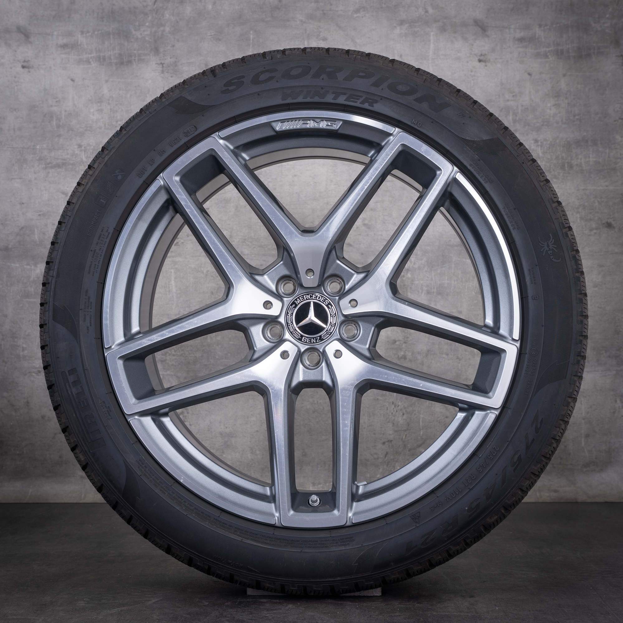 Original Mercedes Benz GLE & 43 63 S AMG Winterräder 21 Zoll C292 Felgen A2924012900 A2924011700 himalaya grey glanzgedreht