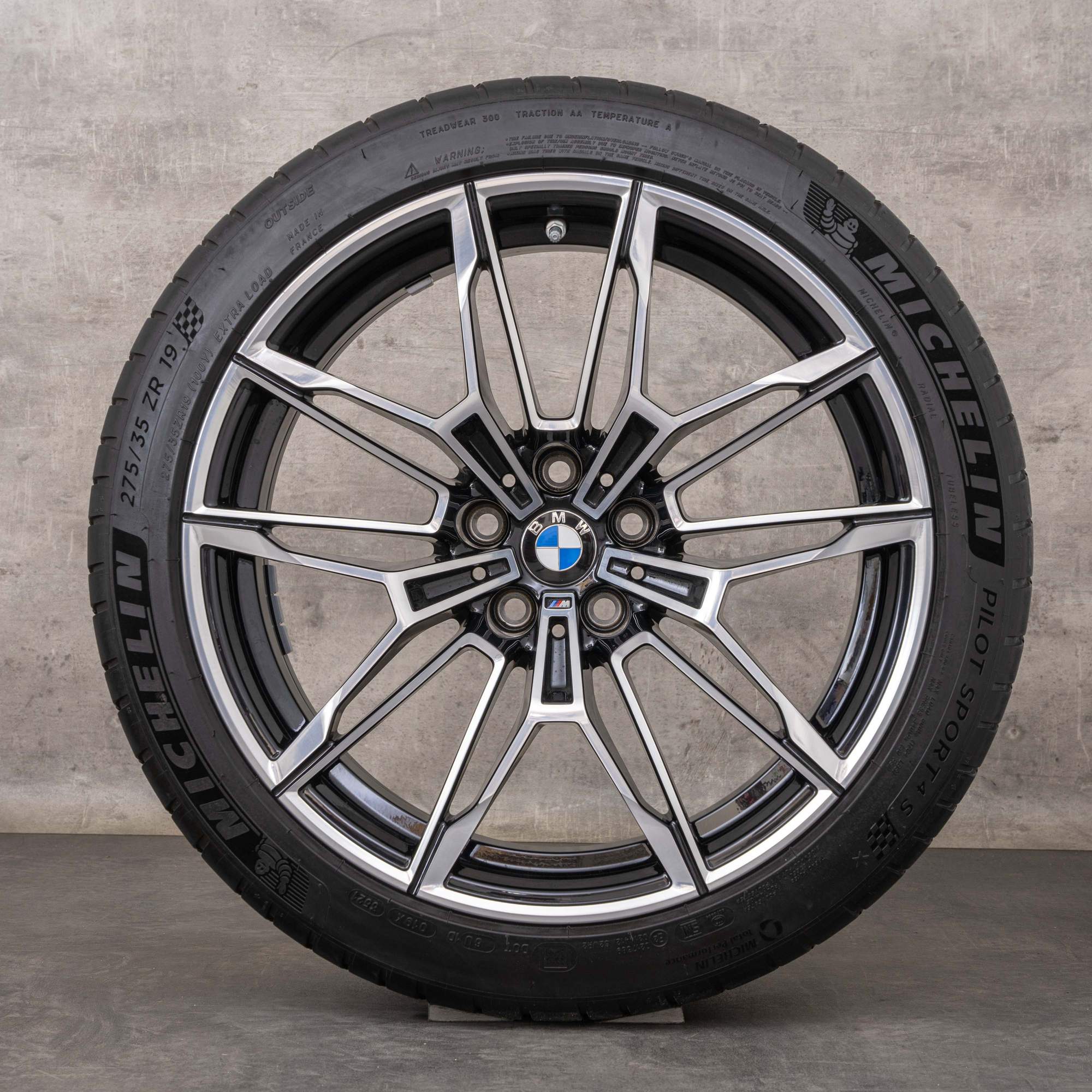 Oryginalał BMW M3 M4 felgi 19 20 cali G80 G82 G83 koła letnie 8093832 8093833 stylizacja 825 czarny polerowany toczony