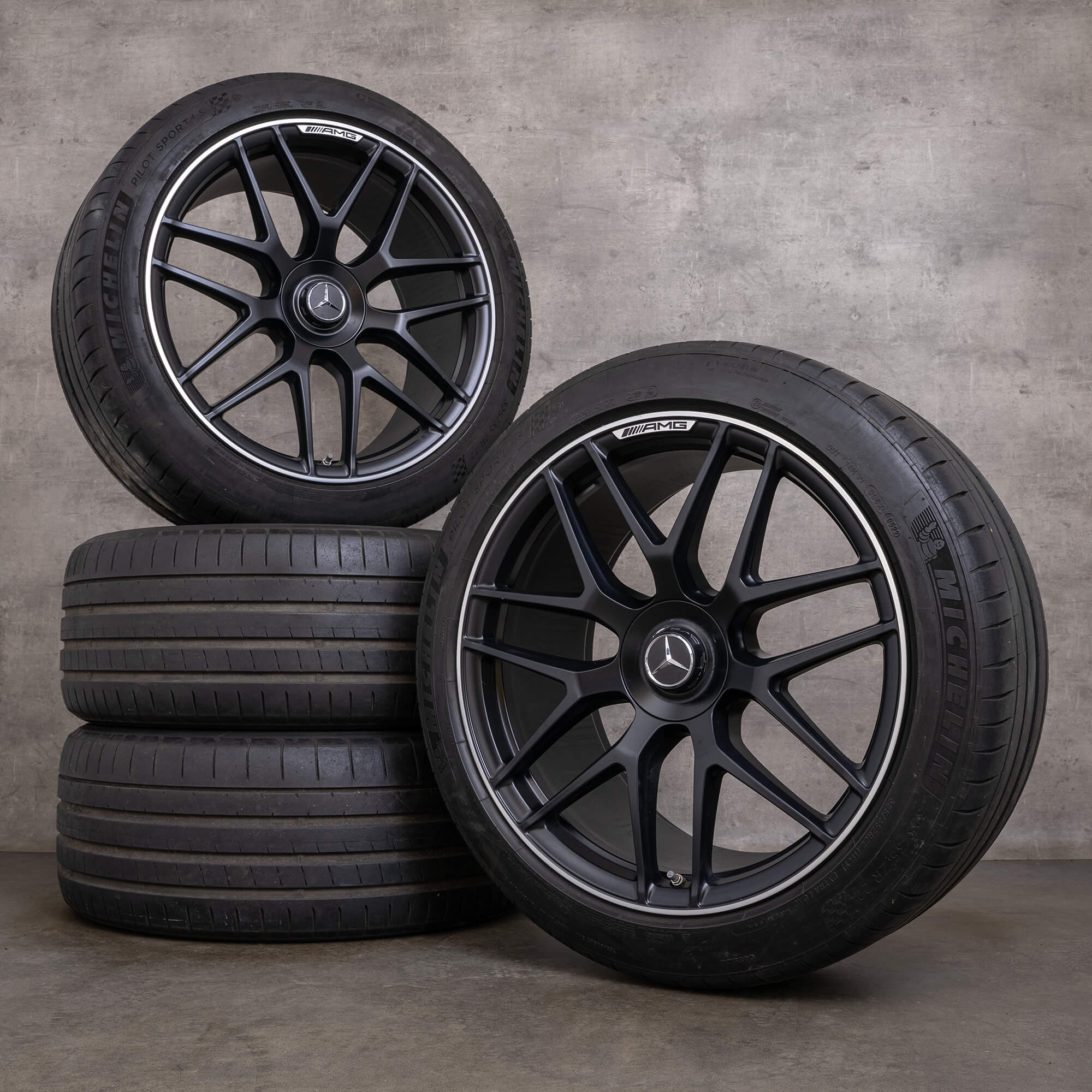 Originele Mercedes Benz GLE 53 AMG velgen 22 inch V167 zomerwielen A1674014400 A1674014500 zwart mat glanzend gedraaid