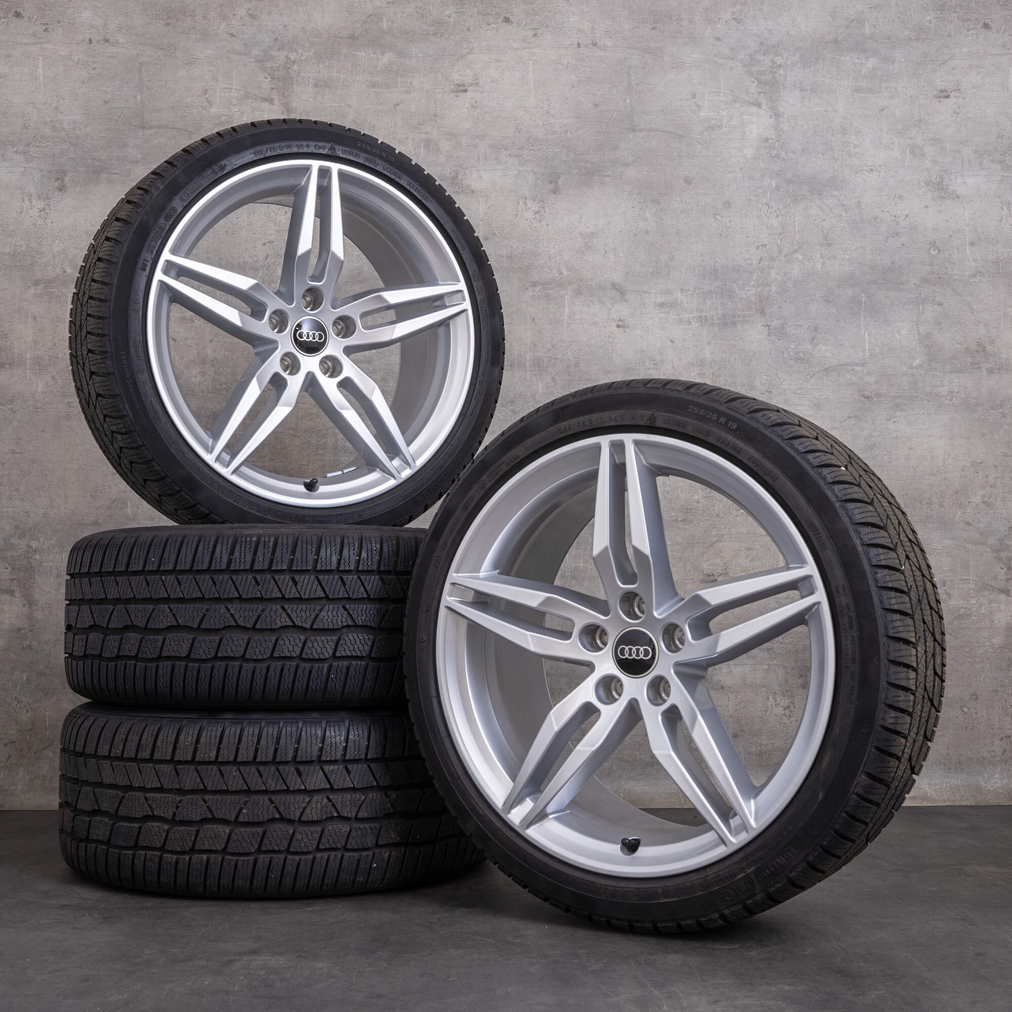 Originele Audi A5 S5 winterwielen 19 inch 8W B9 F5 velgen 8W0601025AM zilver