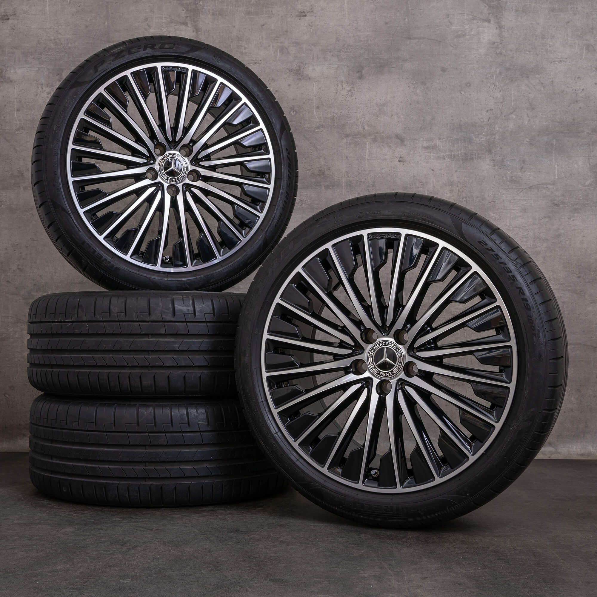 Oryginalne felgi Mercedes Benz CLE AMG 19 cali C236 A236 koła letnie A2364011900 A2364012000 czarne polerowane toczone