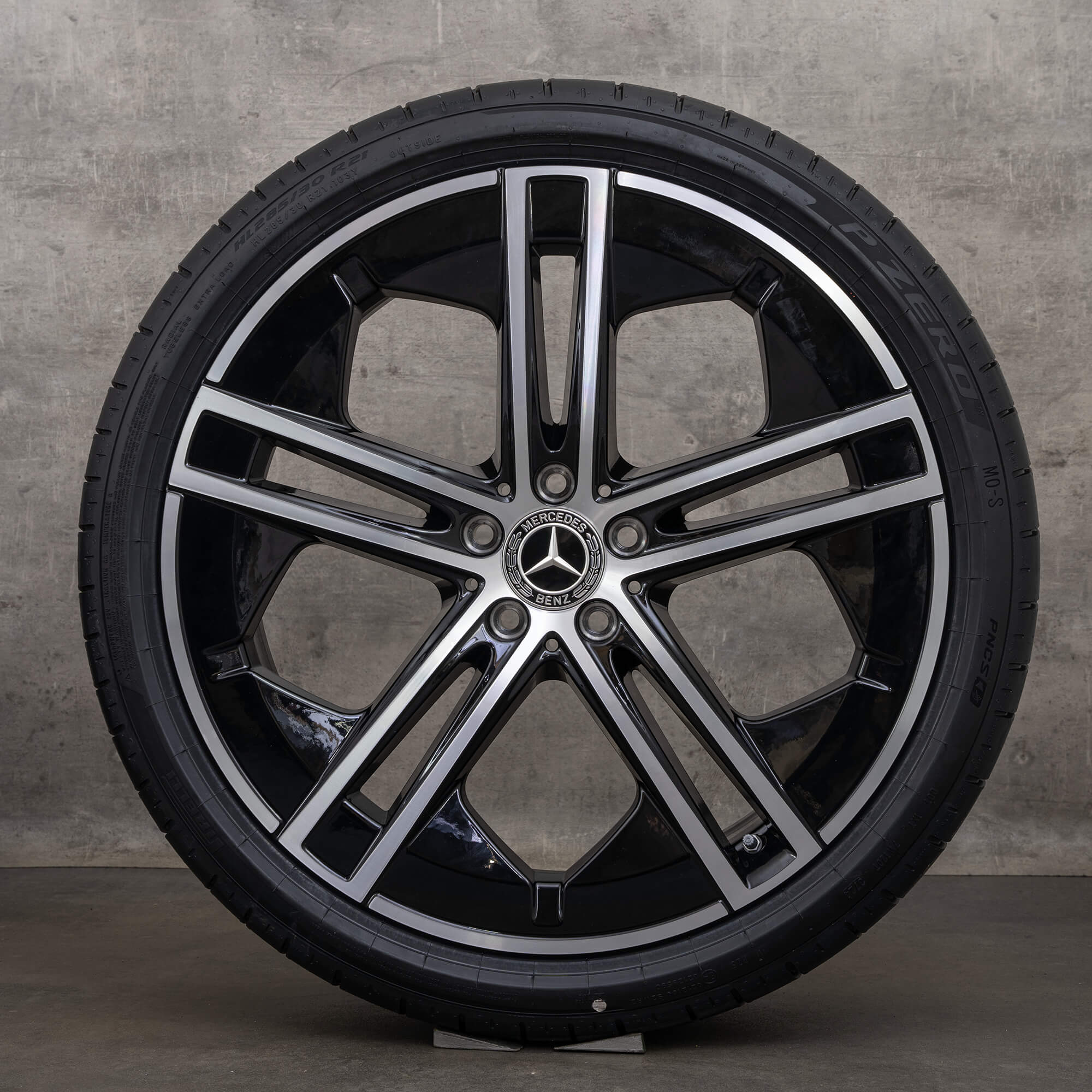 Originální letni disky Mercedes Benz EQE 21 palců V295 A2954011400 A2954011500 černé lesklé soustružené NOVÉ