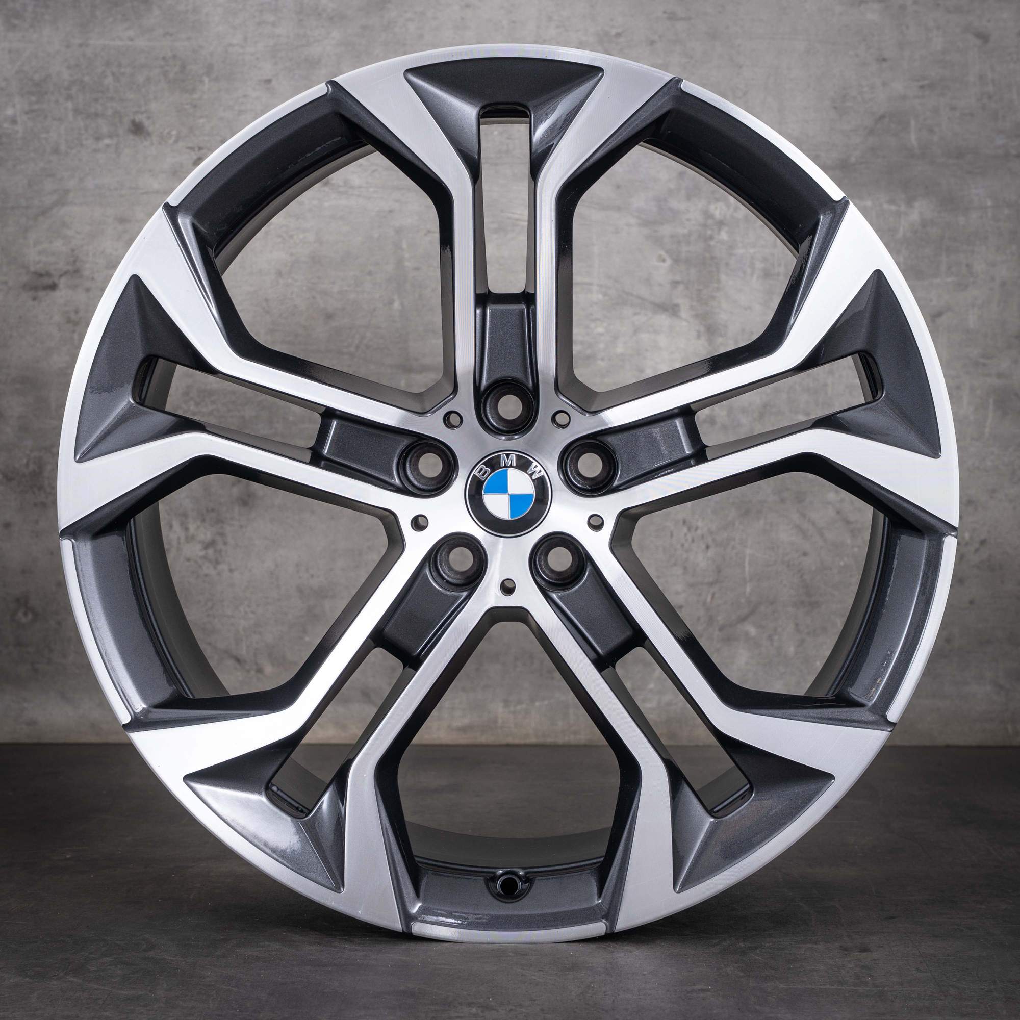 Original BMW X5 X6 Felgen 21 Zoll G05 G06 Sommerräder Styling 744 6885459 6885460 midnight grey glanzgedreht