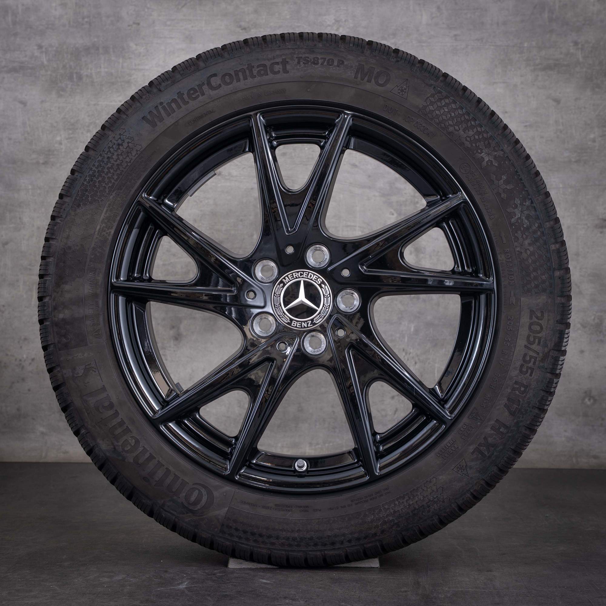 OEM Mercedes-Benz CLA EQ AMG winter wheels 17inch X174 C174 rims A1744010000 A1744014600 Gloss Black - wheel 1 of 4