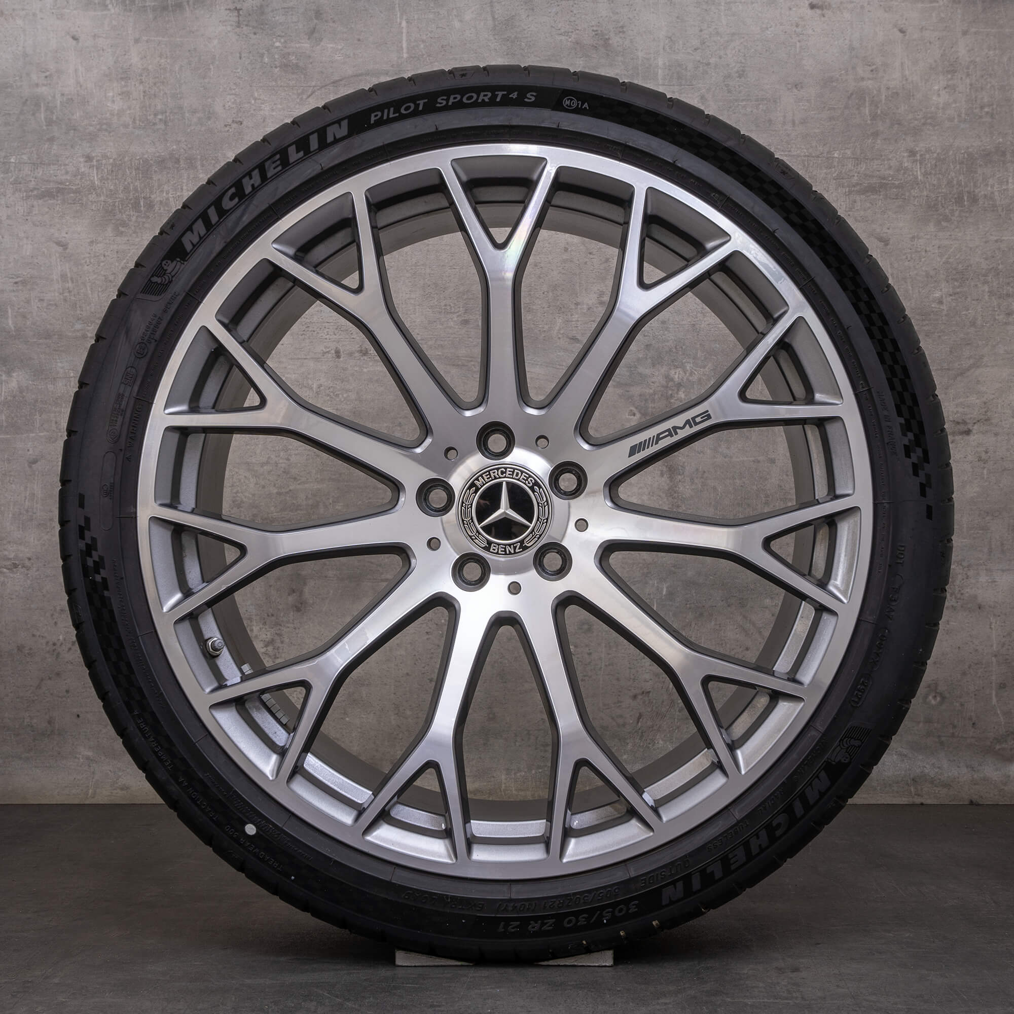 OEM Mercedes Benz SL AMG rims 21 inch R232 summer wheels A2324012700 A2324012800 himalaya gray glossy turned