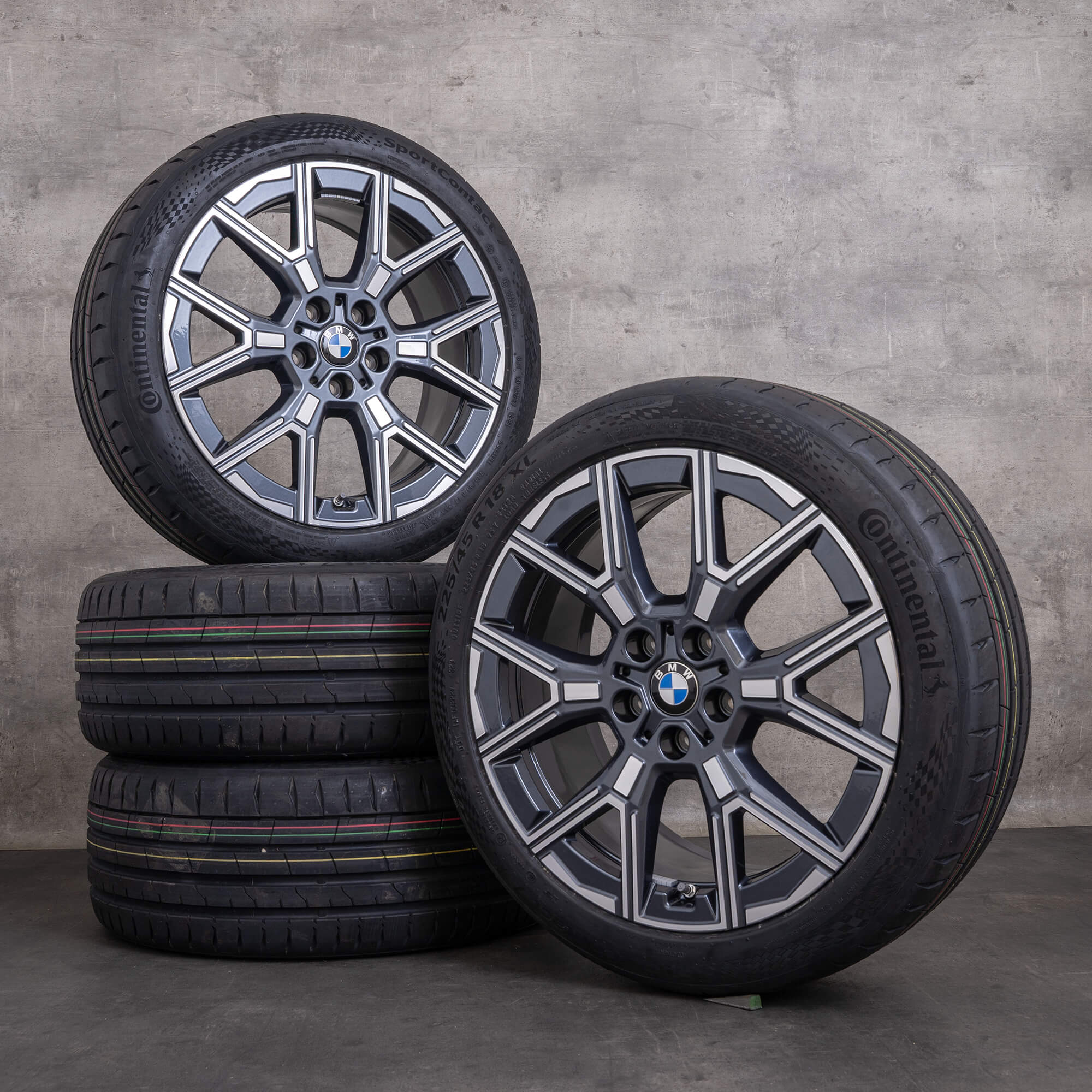 Original BMW 1-serie 2-serie vinterhjul 18 tum F70 F74 Gran Goupe fälgar / fälg styling 974 5A45266 grå glansig vänd NY