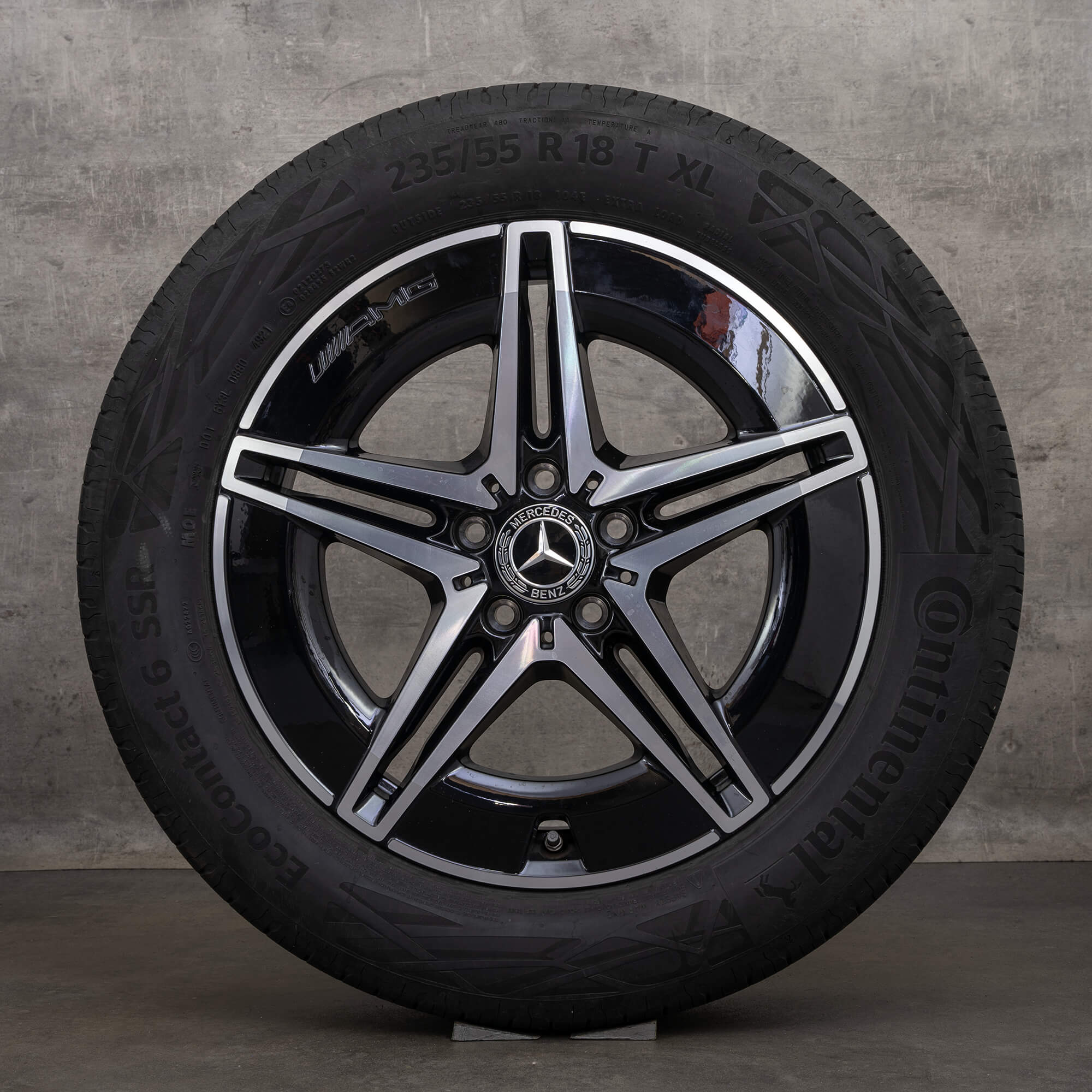Original Mercedes Benz EQA EQB AMG Felgen 18 Zoll H243 X243 Sommerräder A2434011700 schwarz glanzgedreht