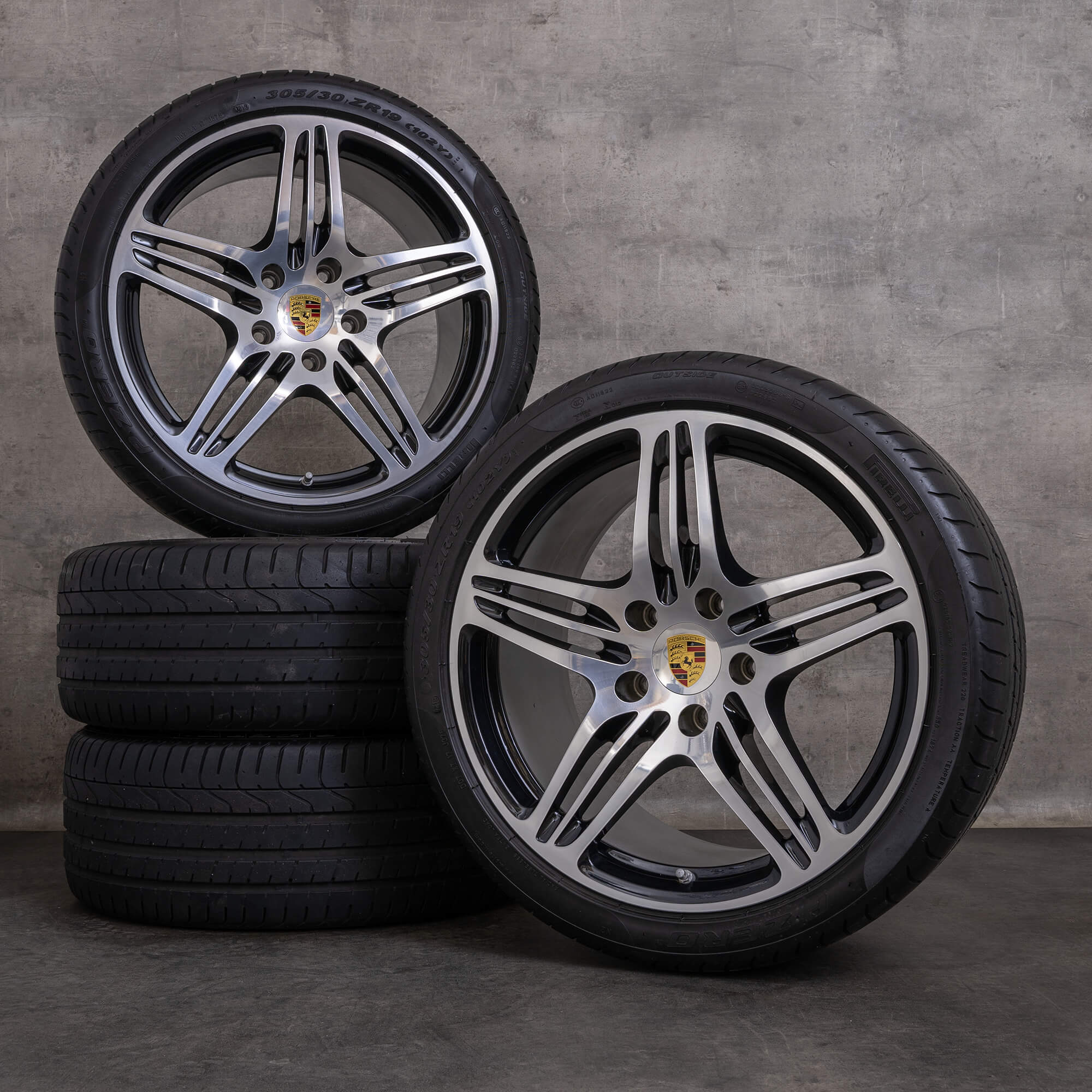Original Porsche 911 Felgen 19 Zoll 997 Carrera 4 & 4S Sommerräder 99736215602 99736216202 schwarz glanzgedreht