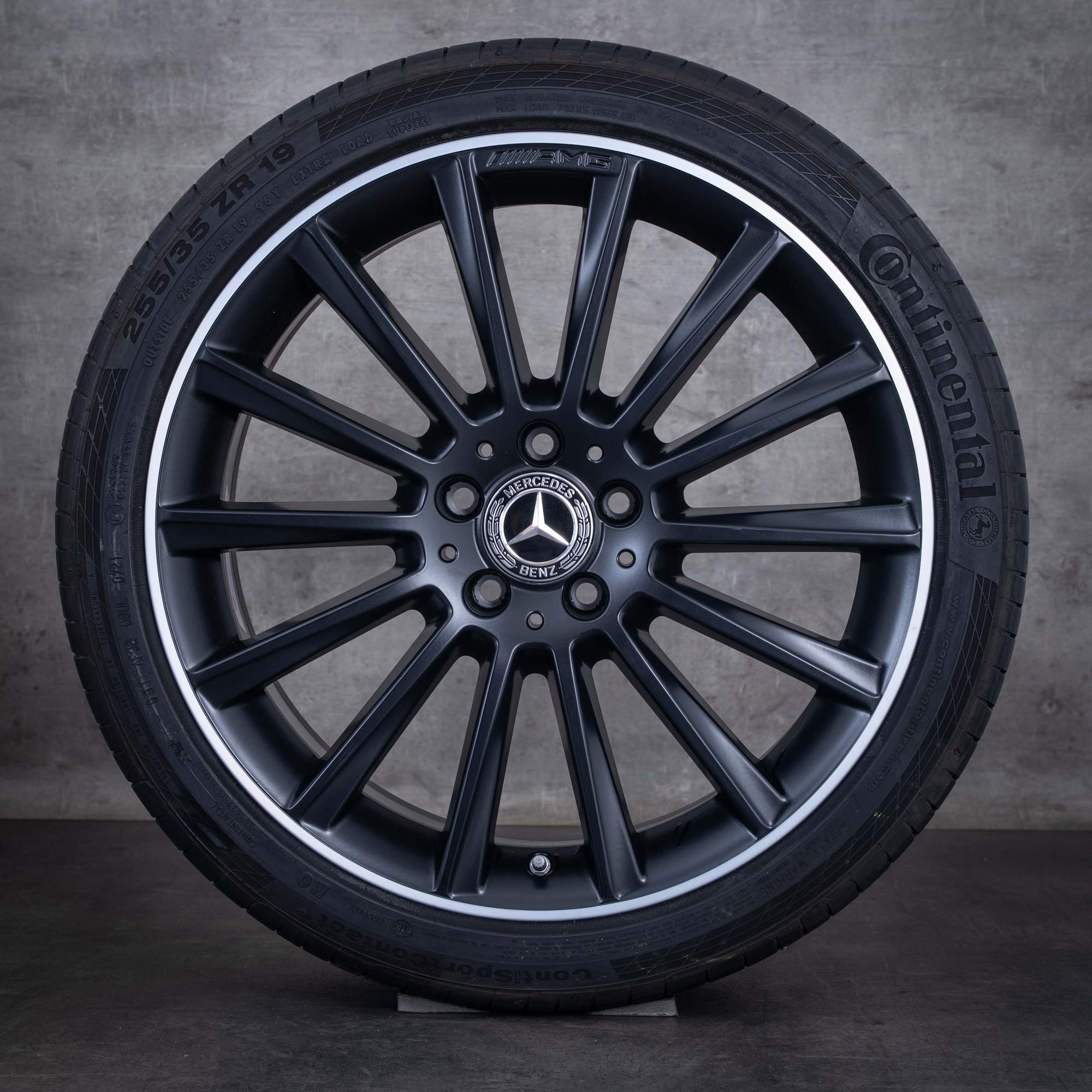 OEM Mercedes-Benz C-Class AMG 19inch summer wheels W205 S205 C205 A205 A2054011300 A2054011400 matte black diamond cut rim NEW