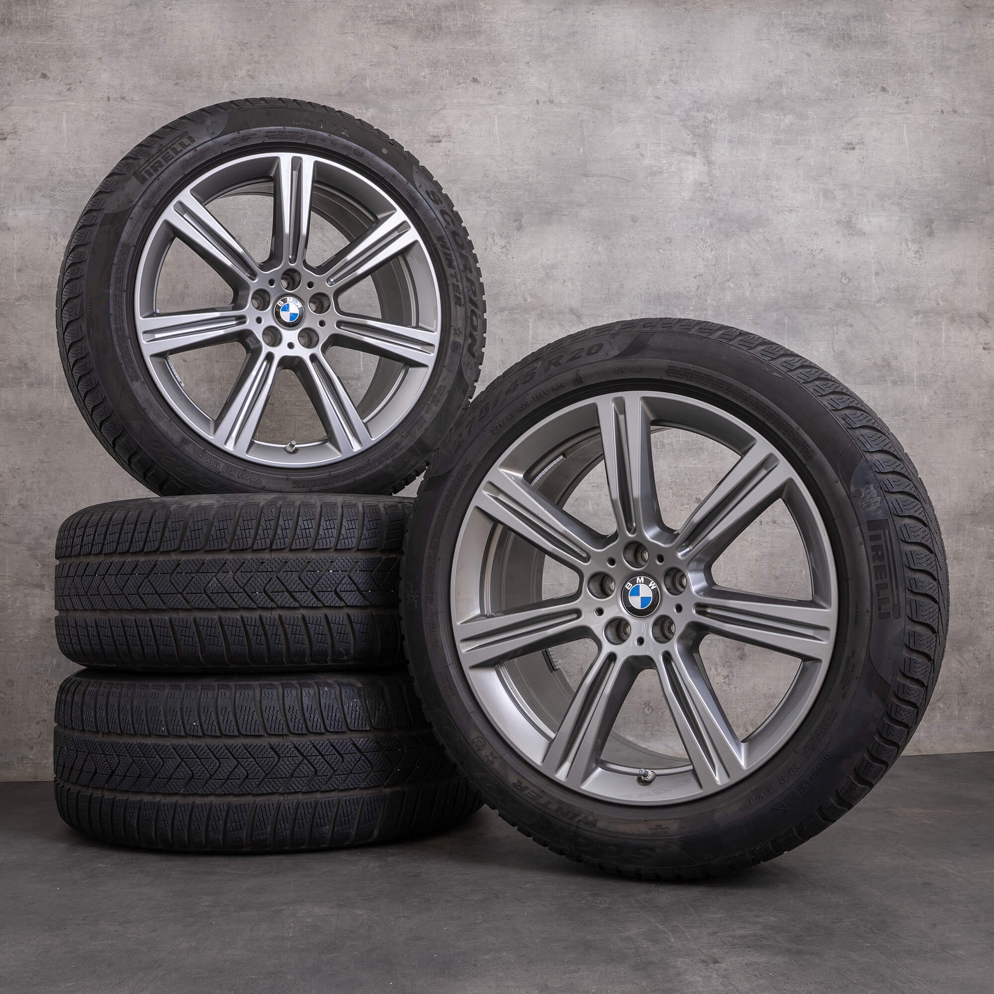 Original BMW X5 X6 jante de iarnă 20 inch G05 G06 styling 736 6883753 gri ferric
