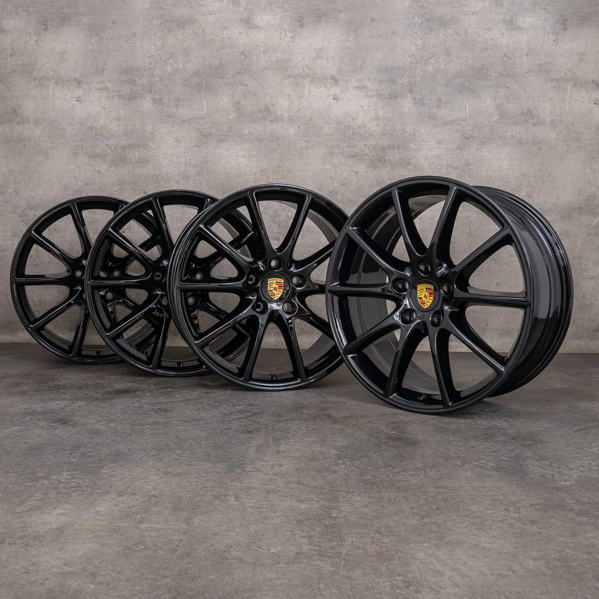 Originalní 20palcové ráfky na auto Porsche Cayenne 9YA I & II 9Y0601025BD 9Y3601025AB černé lesklé