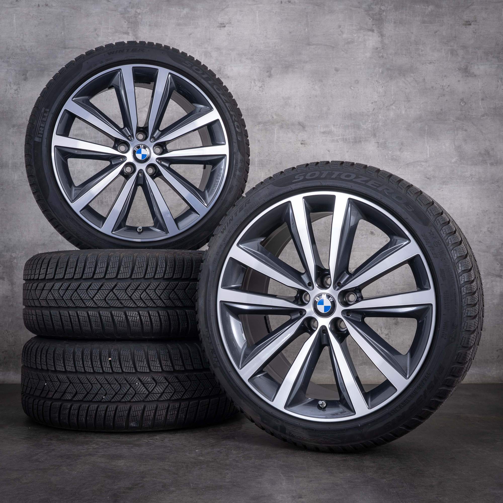 Original BMW 8er Winterräder 19 Zoll G14 G15 G16 Felgen 6884202 6884203 Styling 733 midnight grey glanzgedreht