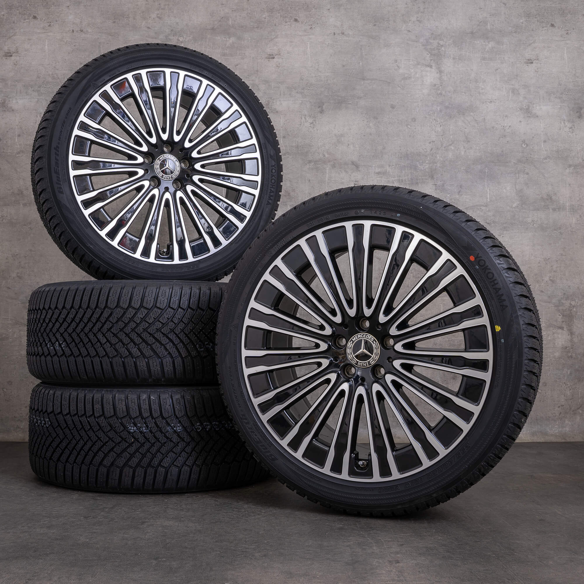 Orijinal Mercedes Benz EQE kış jant lastik 20 inç V295 jantlar A2954011900 siyah parlak tornalanmış