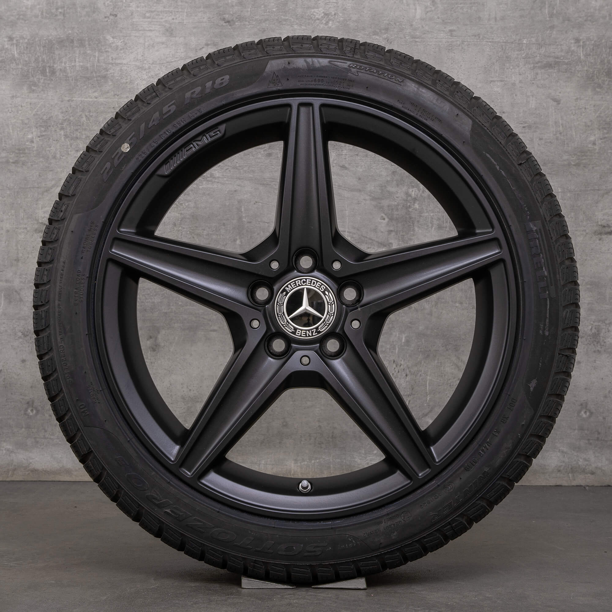 Original Mercedes Benz Clase C AMG neumáticos de invierno 18 pulgadas W205 S205 C205 A205 llantas A2054011100 negro mate