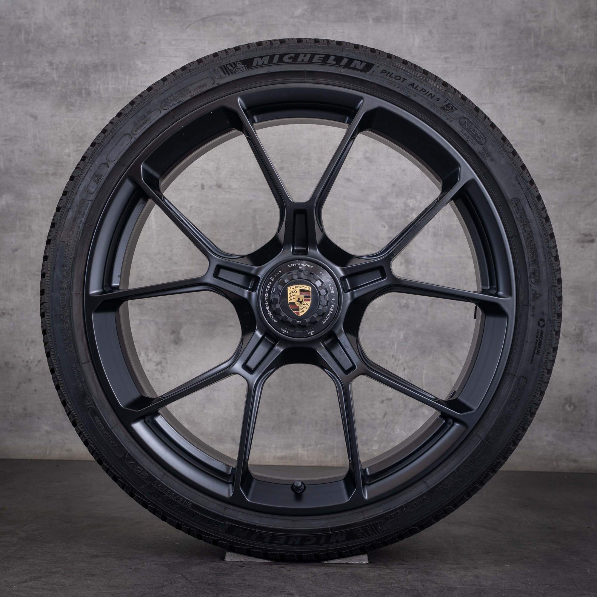 Originale Porsche 911 vinterhjul 20 21 tommer 992 I GT3 & RS fælge 9GT601025B 9GT601025C mat sort - hjul 2 af 4