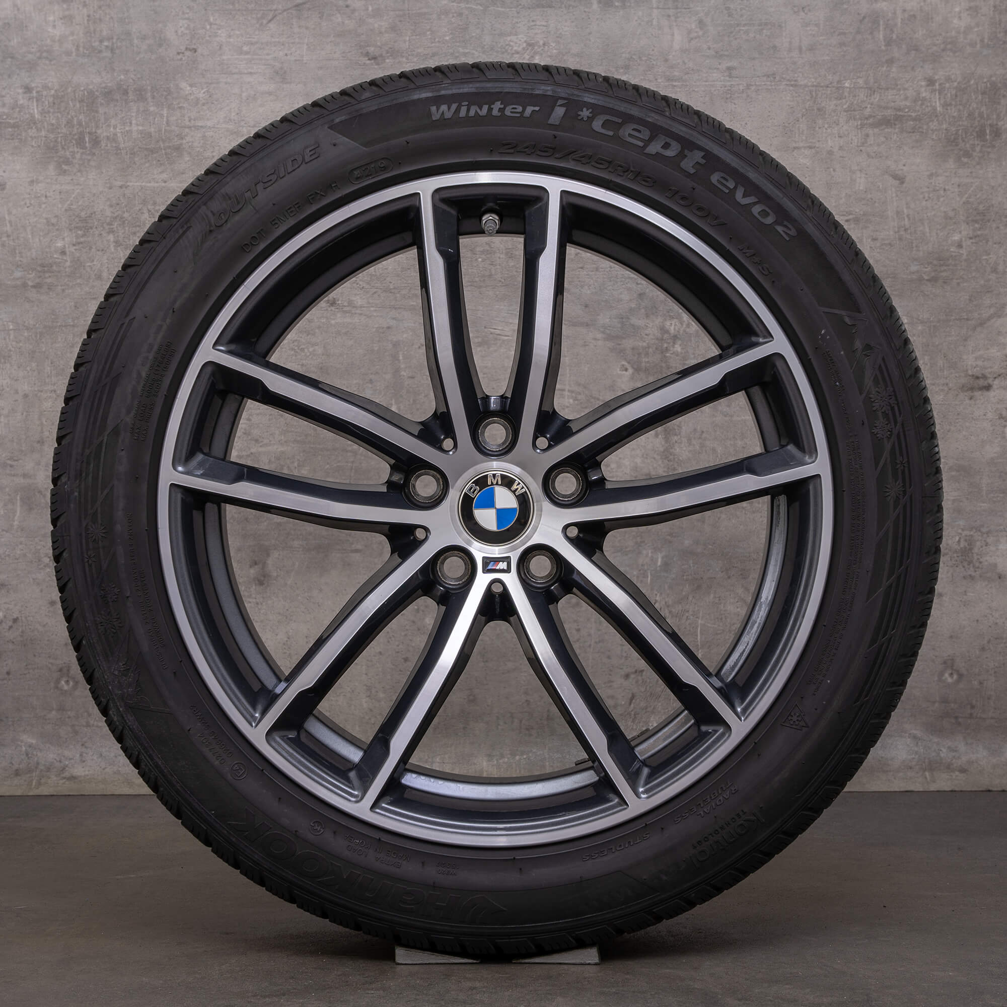 Original BMW Série 5 Roues d'hiver 18 pouces G30 G31 Jantes Styling 662 M 8093405 8093406 ferricgrey front polish