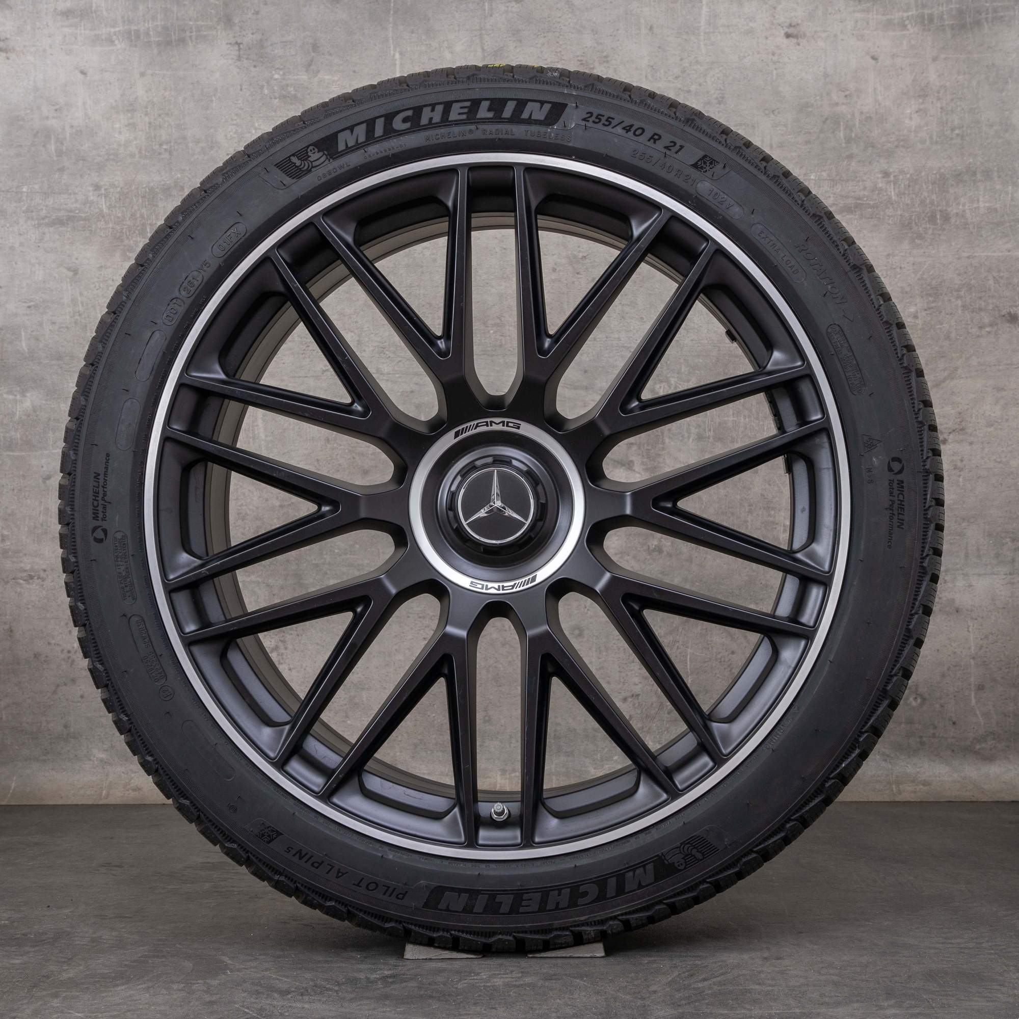 Alkuperäiset Mercedes Benz S-sarjan S 63 AMG talvirenkaat 21 tuuman V223 vanteet A2234012300 A2234012400 mustat kiillotetut mattapintaiset