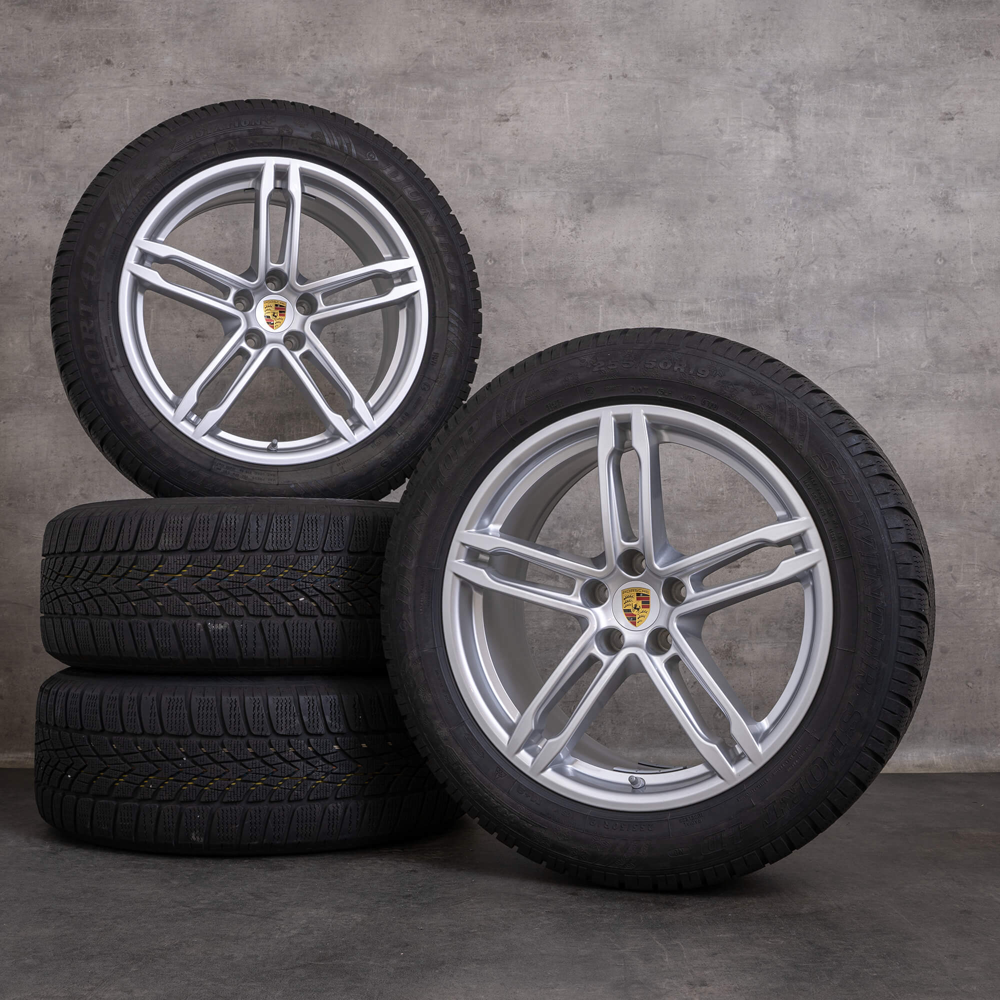 Anvelope de iarnă originale Porsche Macan 19 inch II & III jante 95B601025FQ 95B601025FR argintiu lucios