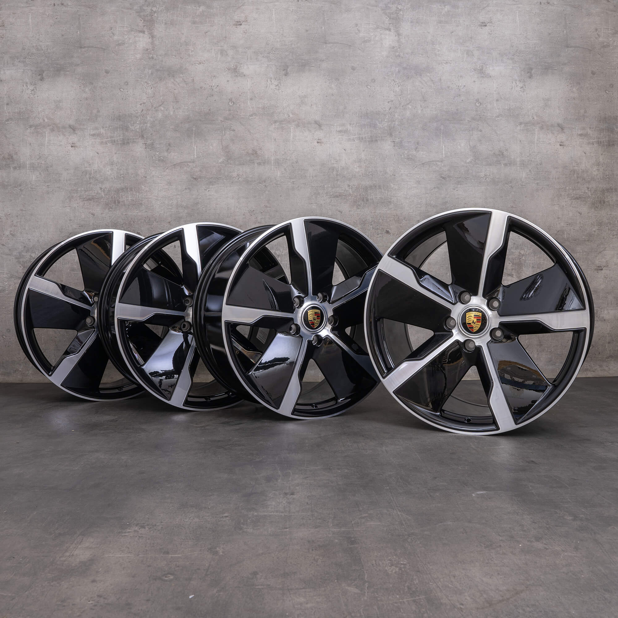 Llantas originales Porsche Taycan 21 pulgadas 9J1 9J1601025Q 9J1601025R negro brillante torneado NUEVO