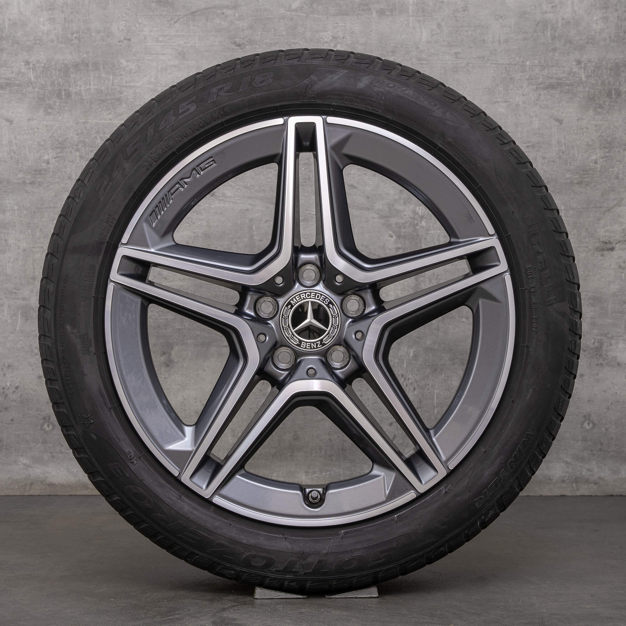 Llantas originales AMG Mercedes Banz Clase E de invierno 18 pulgadas W213 S213 C238 A238 llantas A2134016300 A2134016400 gris himalaya torneado brillante
