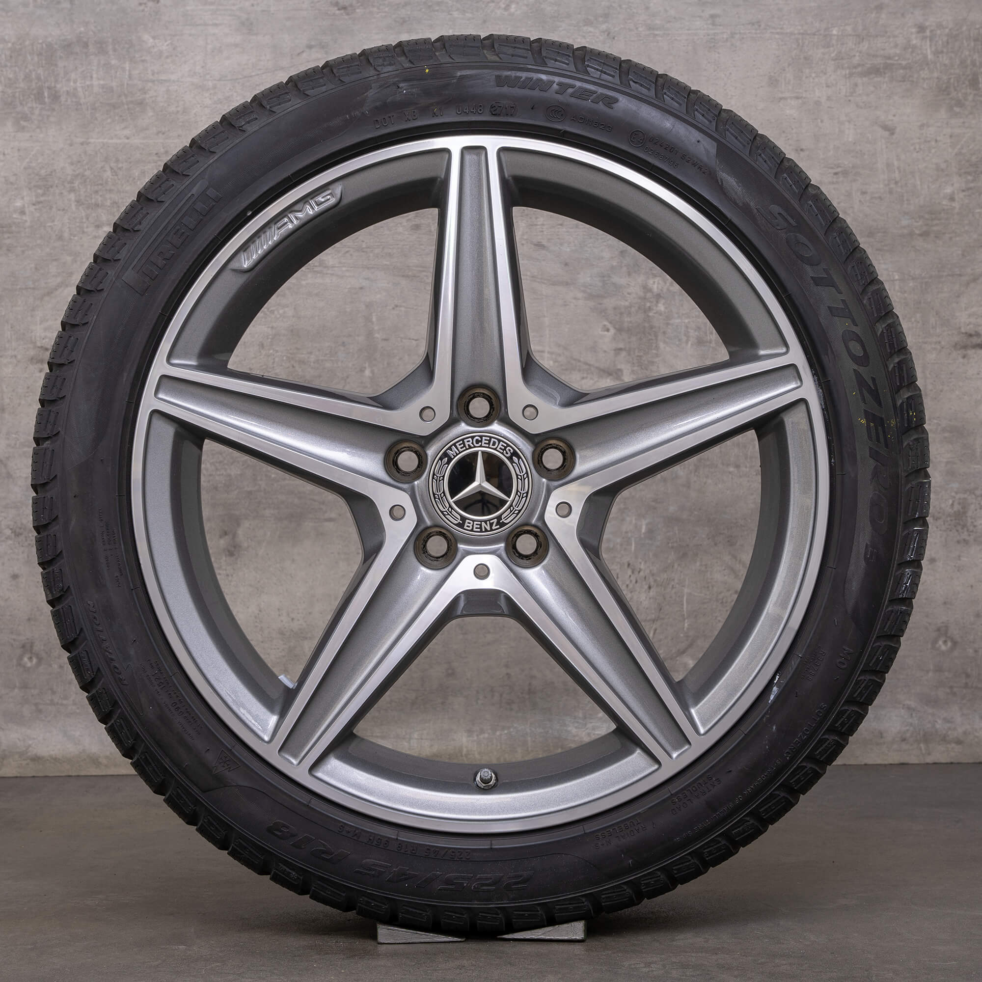 Llantas de invierno originales Mercedes Benz Clase C AMG 18 pulgadas W205 S205 C205 A205 A2054011100 gris himalaya torneado brillante