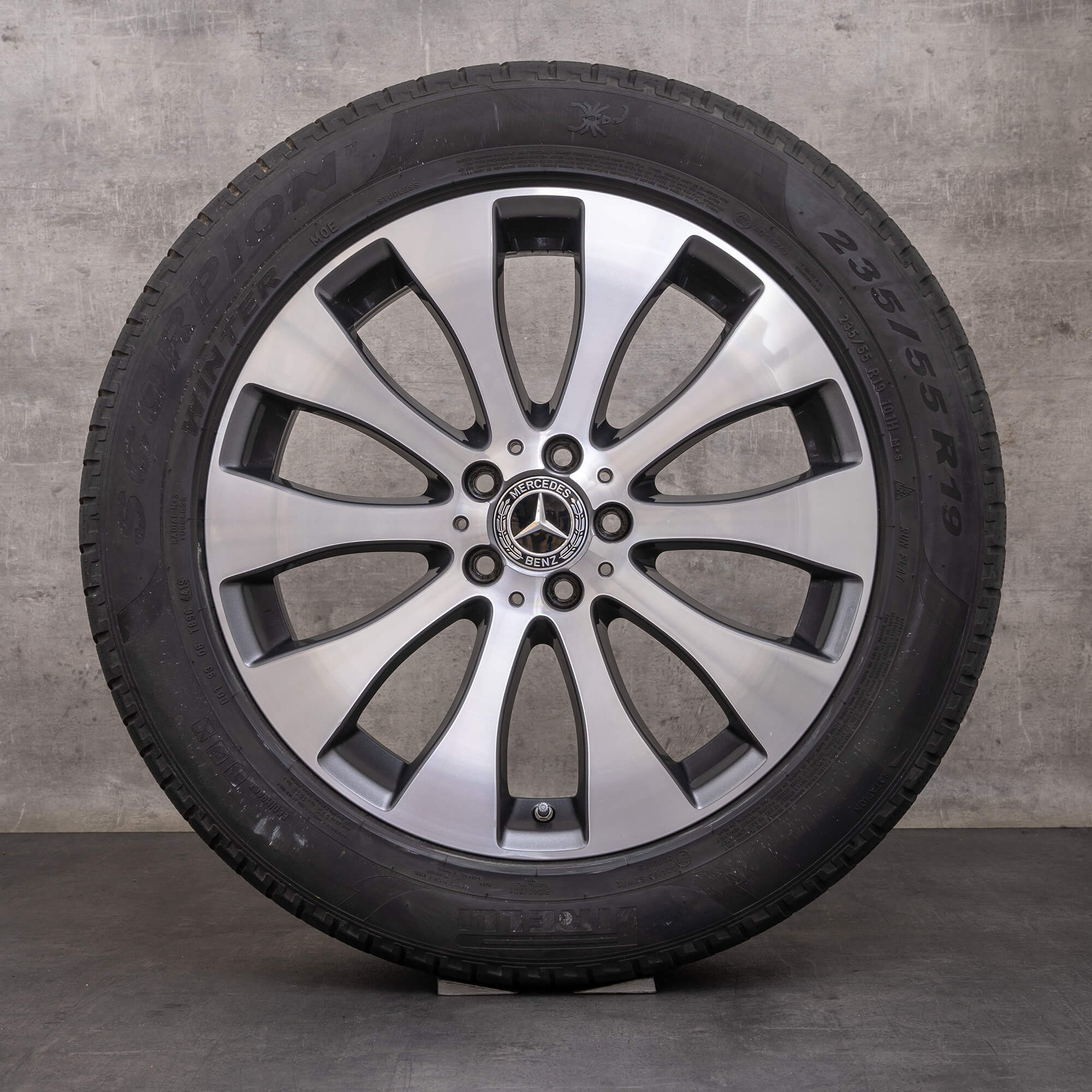 Orijinal Mercedes Benz GLC & 43 kış jant lastikleri 19 inç X253 C253 jantlar A2534012200 himalaya gri parlak tornalanmış