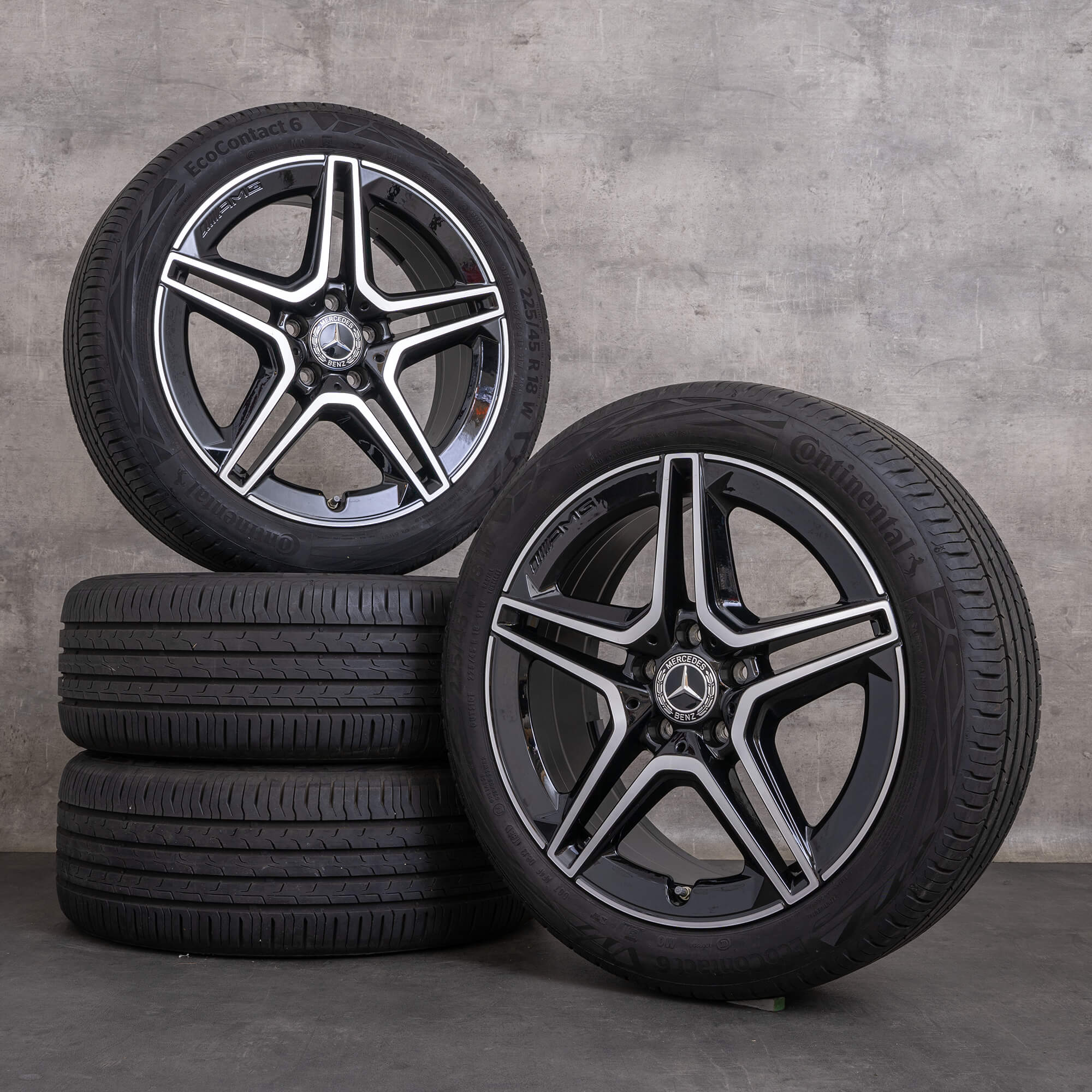 Orijinal AMG Mercedes Benz A B Sınıfı CLA jantlar 18 inç W177 V177 W247 X118 C118 yaz jantları A1774011500 siyah parlak tornalanmış