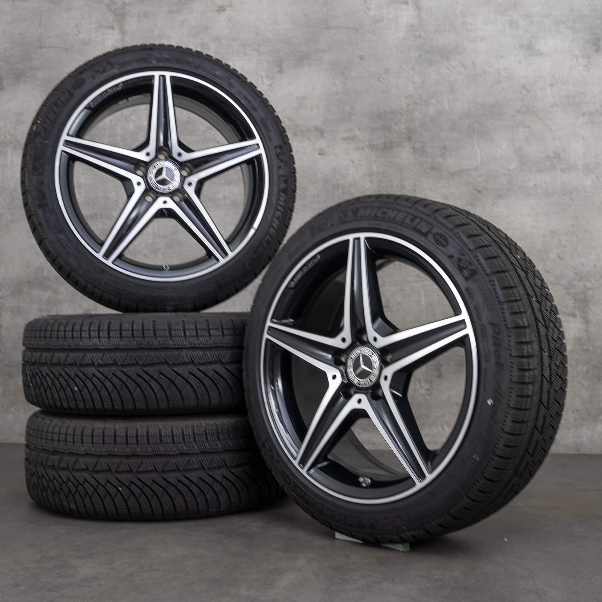 18 tommer Mercedes Benz fælge C43 AMG C450 Sport W205 komplette vinterhjul