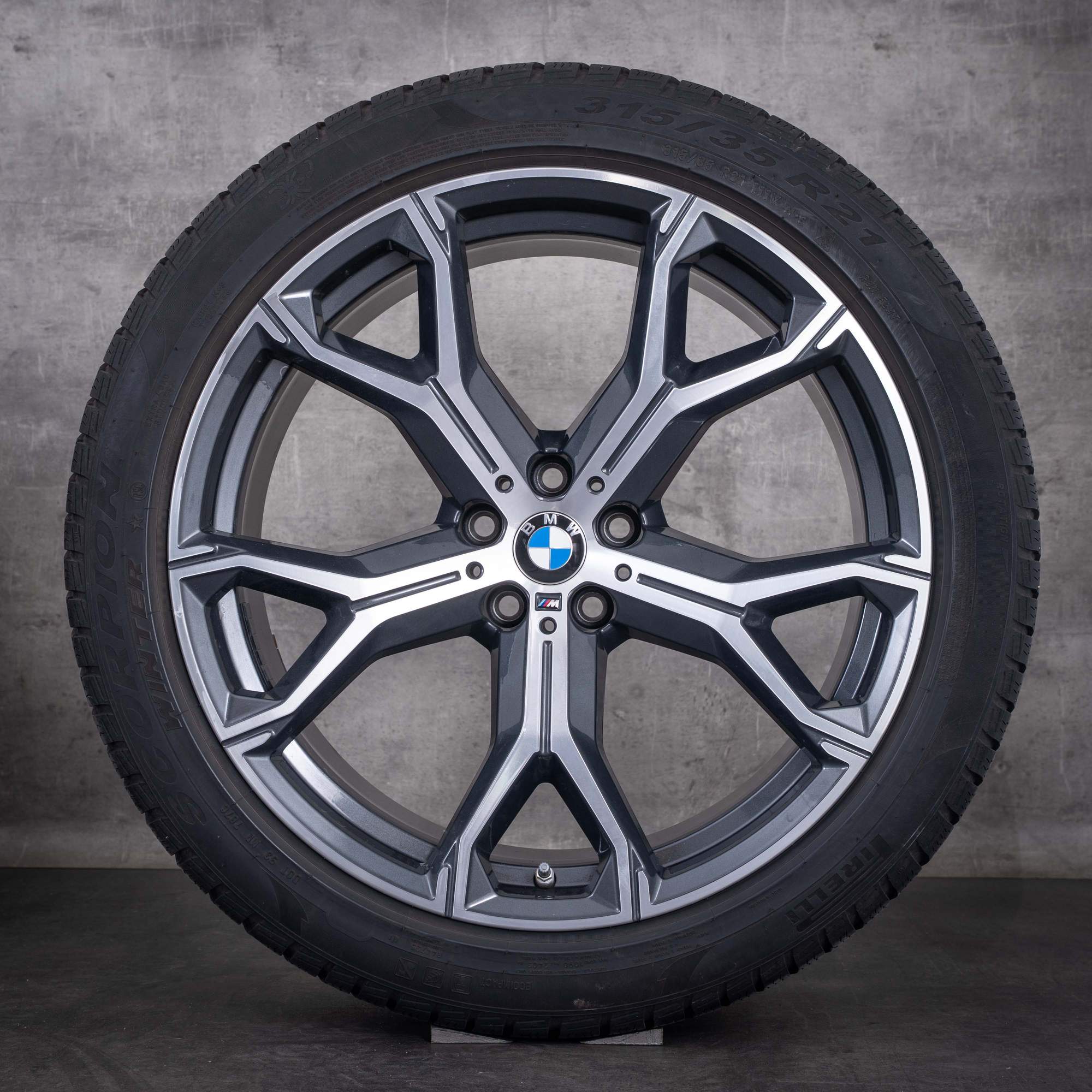 Roues hiver d'origine BMW X5 X6 21 pouces G05 G06 741 M 8071998 8071999 gris orbite face avant diamantée - roue 4 sur 4