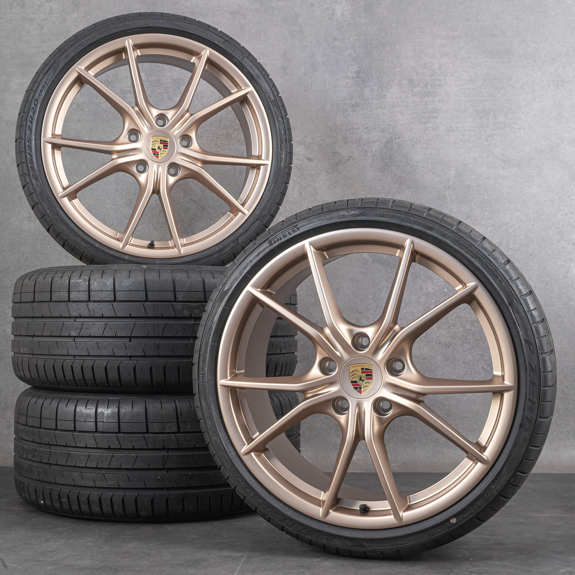 Original Porsche Cayman 718 fælge 20 tommer sommerhjul sommerdæk NYE Neodyme