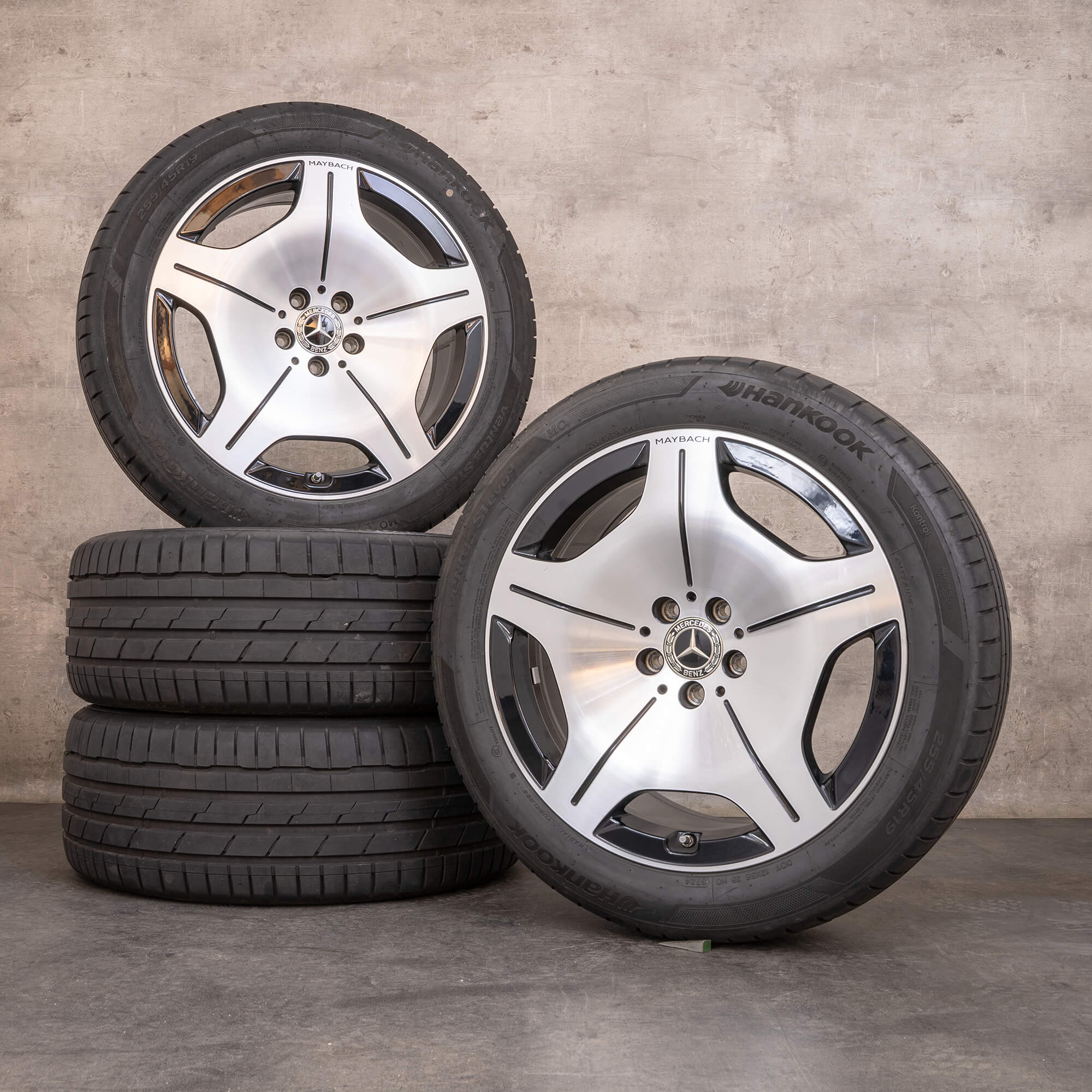 Alkuperäiset Maybach vanteet 19 tuuman W223 Z223 kesäpyörät A2234016900 musta kiillotettu sorvattu.