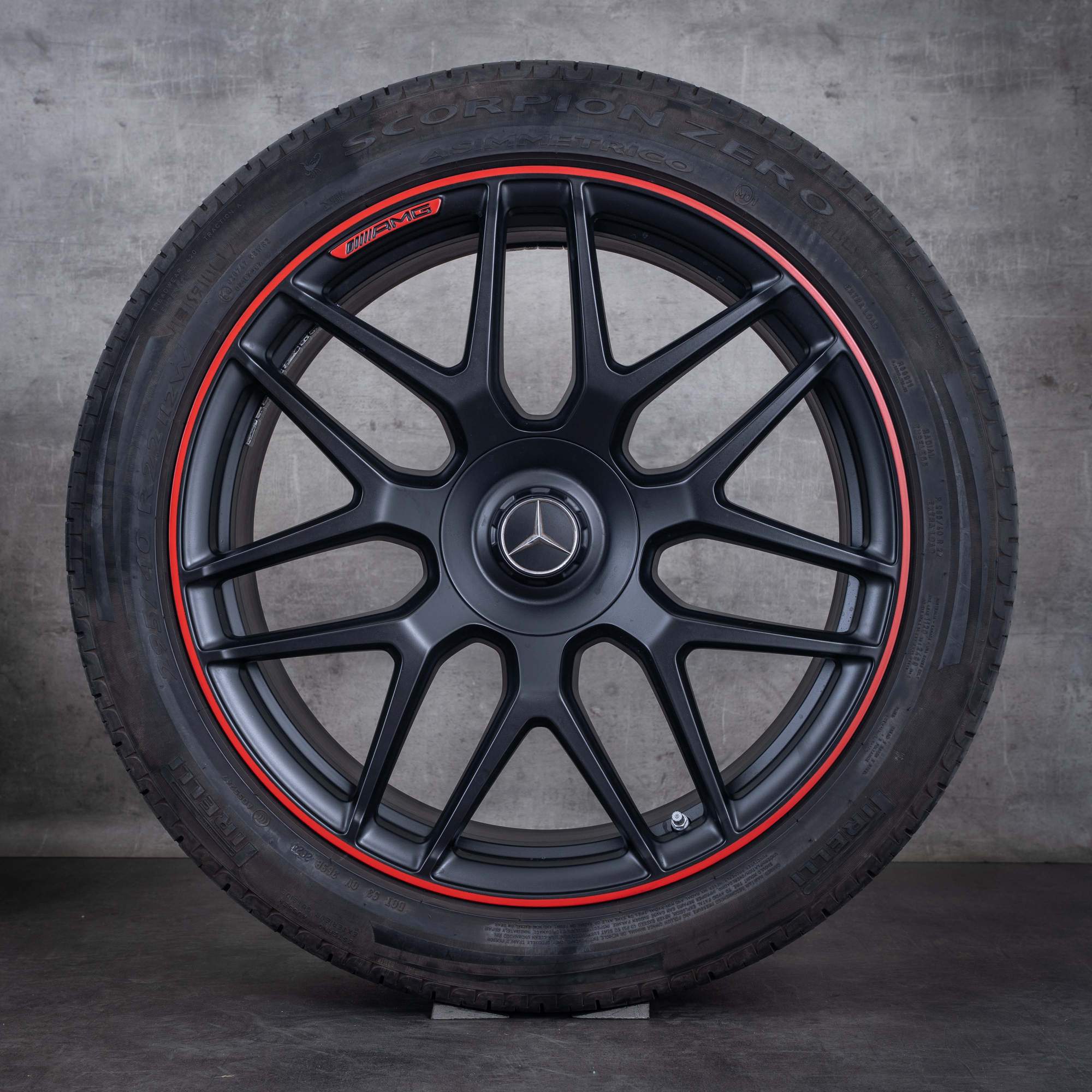 OEM Mercedes Benz G-Class G63 AMG rims 22 inch W465 W463A summer wheels A4634012000 black red matt