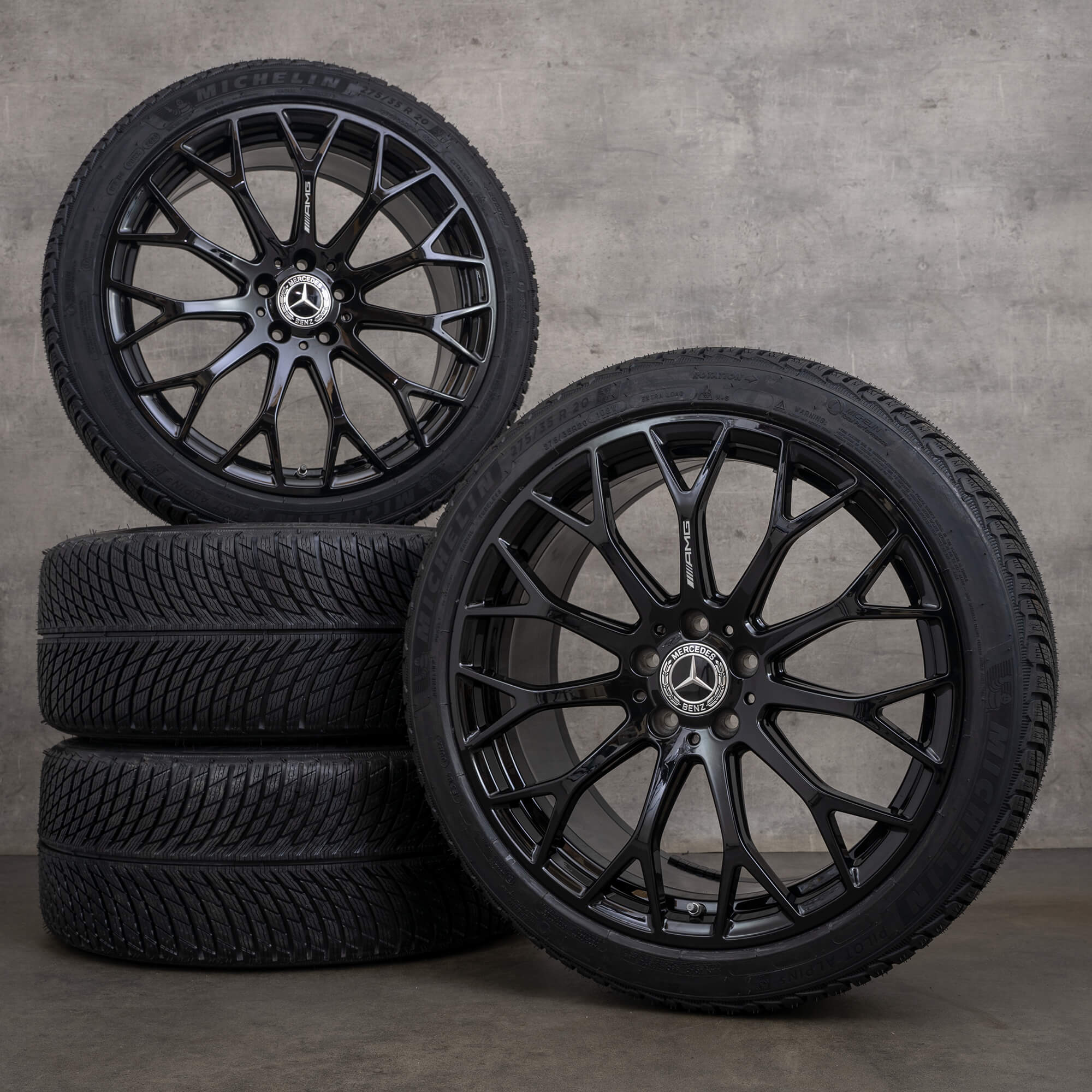 Original Mercedes Benz C-Klasse C63 & S AMG Winterräder 20 Zoll W206 S206 Felgen A2064013100 A2064013200 schwarz glanz